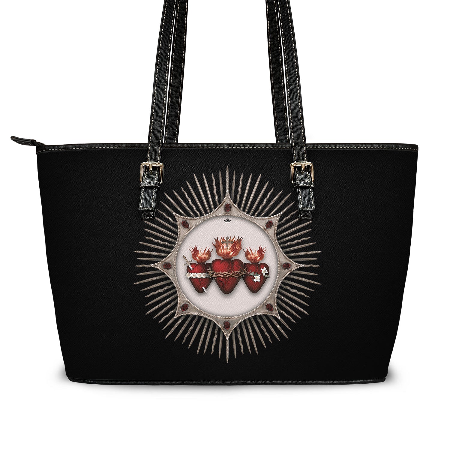 Holy Family Hearts Tote Bag (Black) - VENXARA®