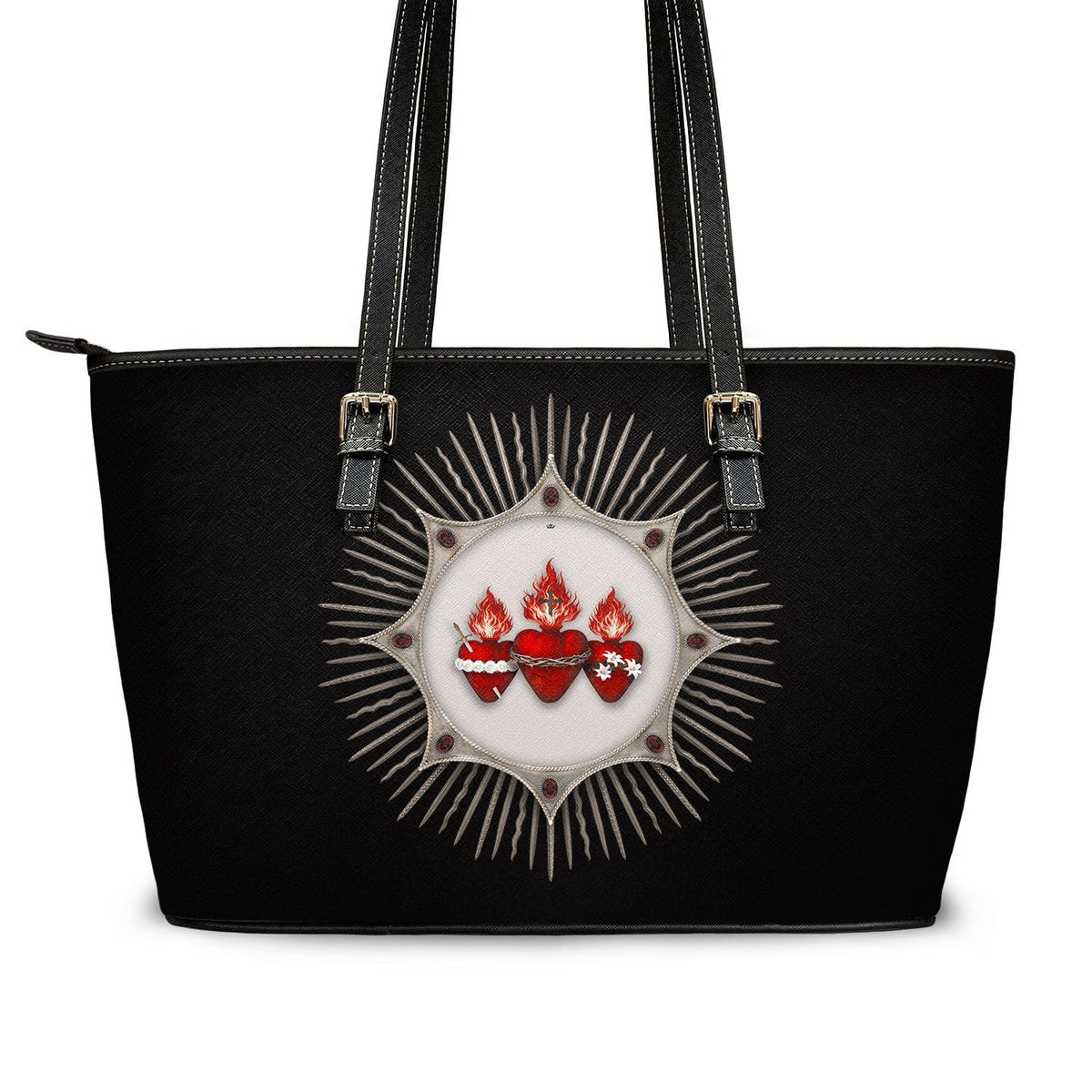 Holy Family Hearts Tote Bag (Radiant Diadem Black) Copyright VENXARA