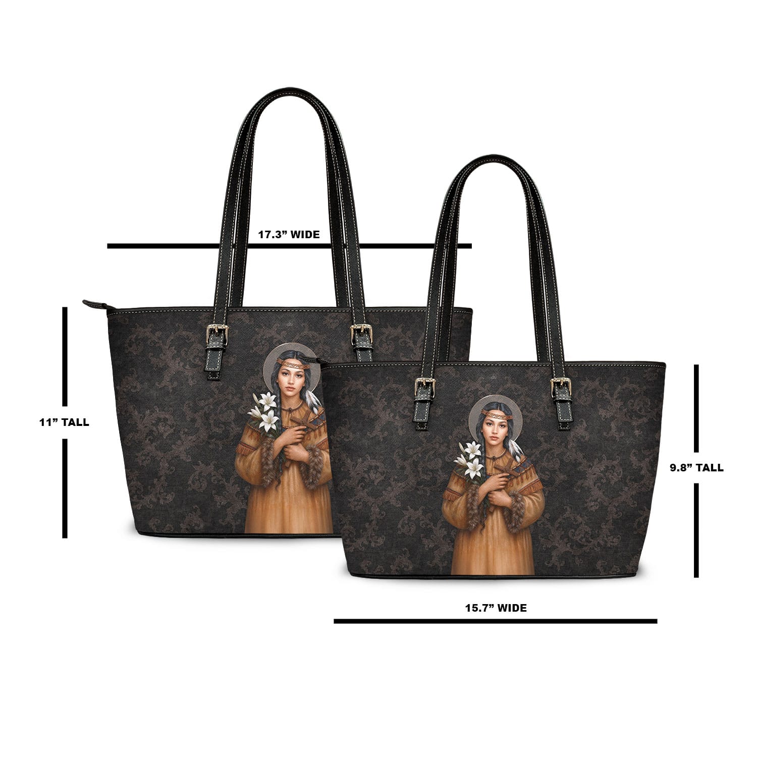 St. Kateri Tote Bag (Damask Umber) Copyright VENXARA