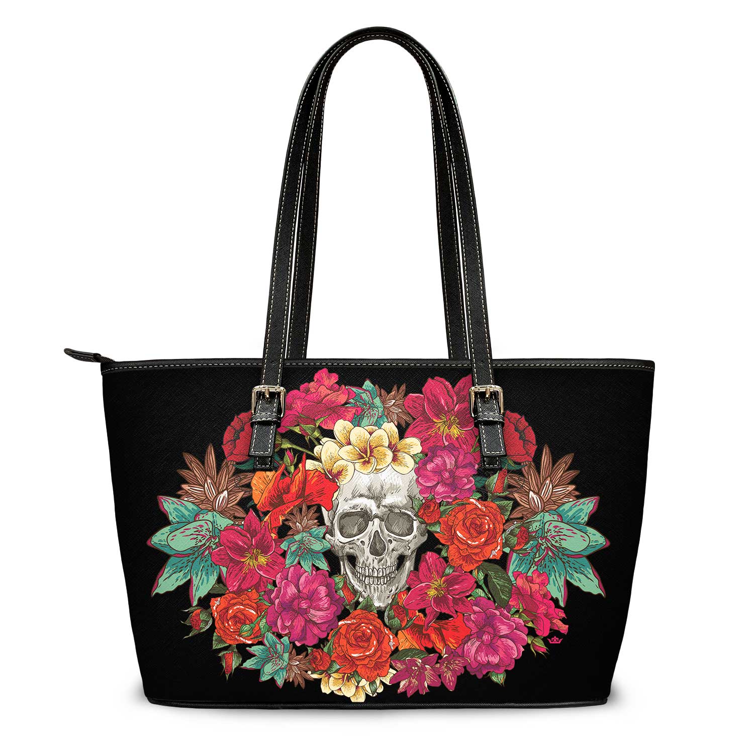 Memento Mori Floral Tote Bag (Black) - VENXARA®