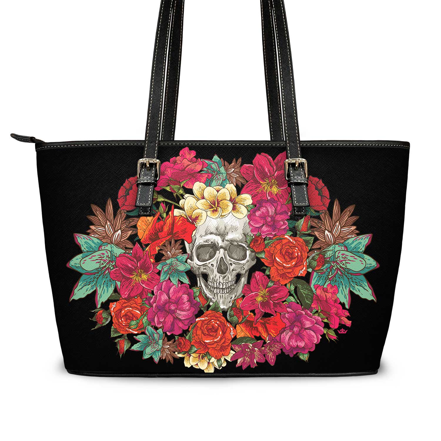 Memento Mori Floral Tote Bag (Black) - VENXARA®