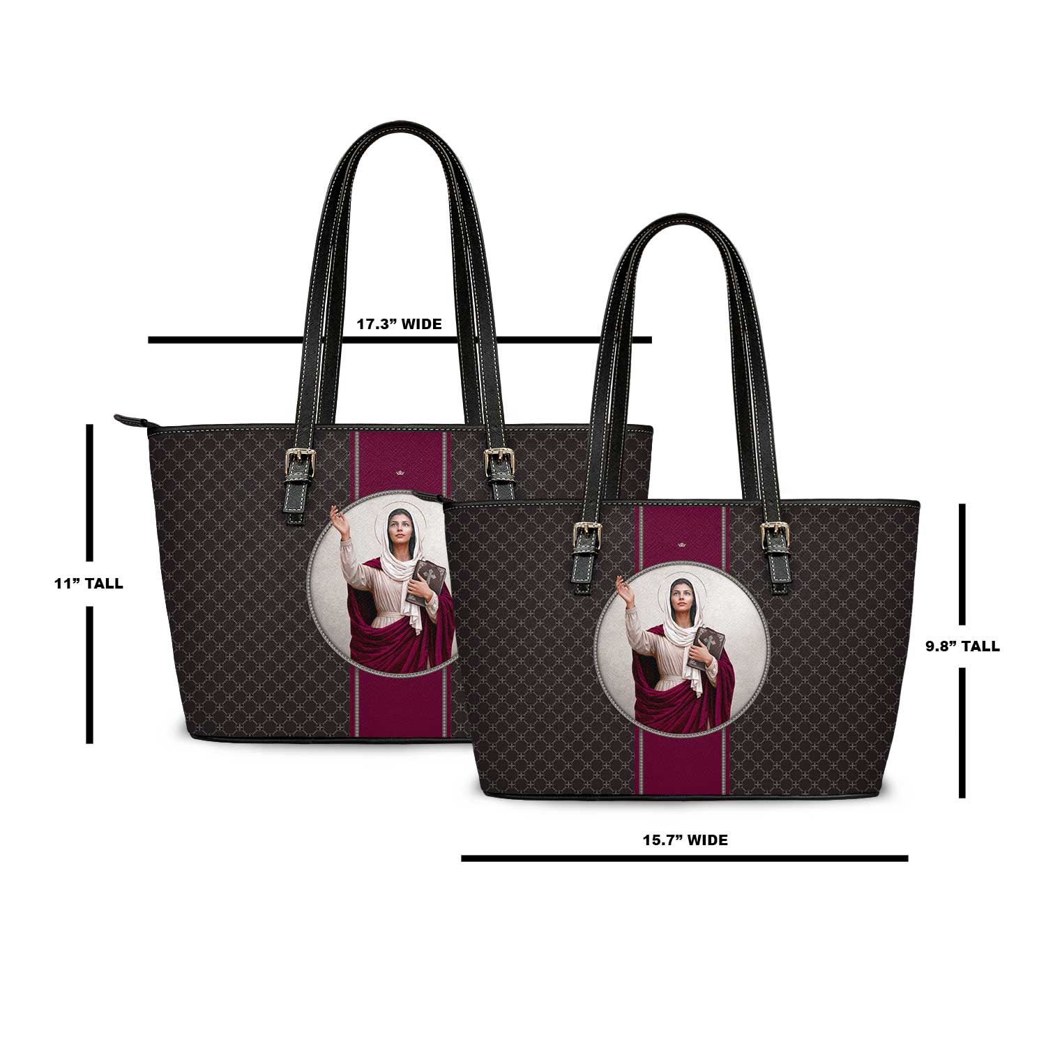 St. Monica Medallion Tote Bag (Charcoal) - Venxara