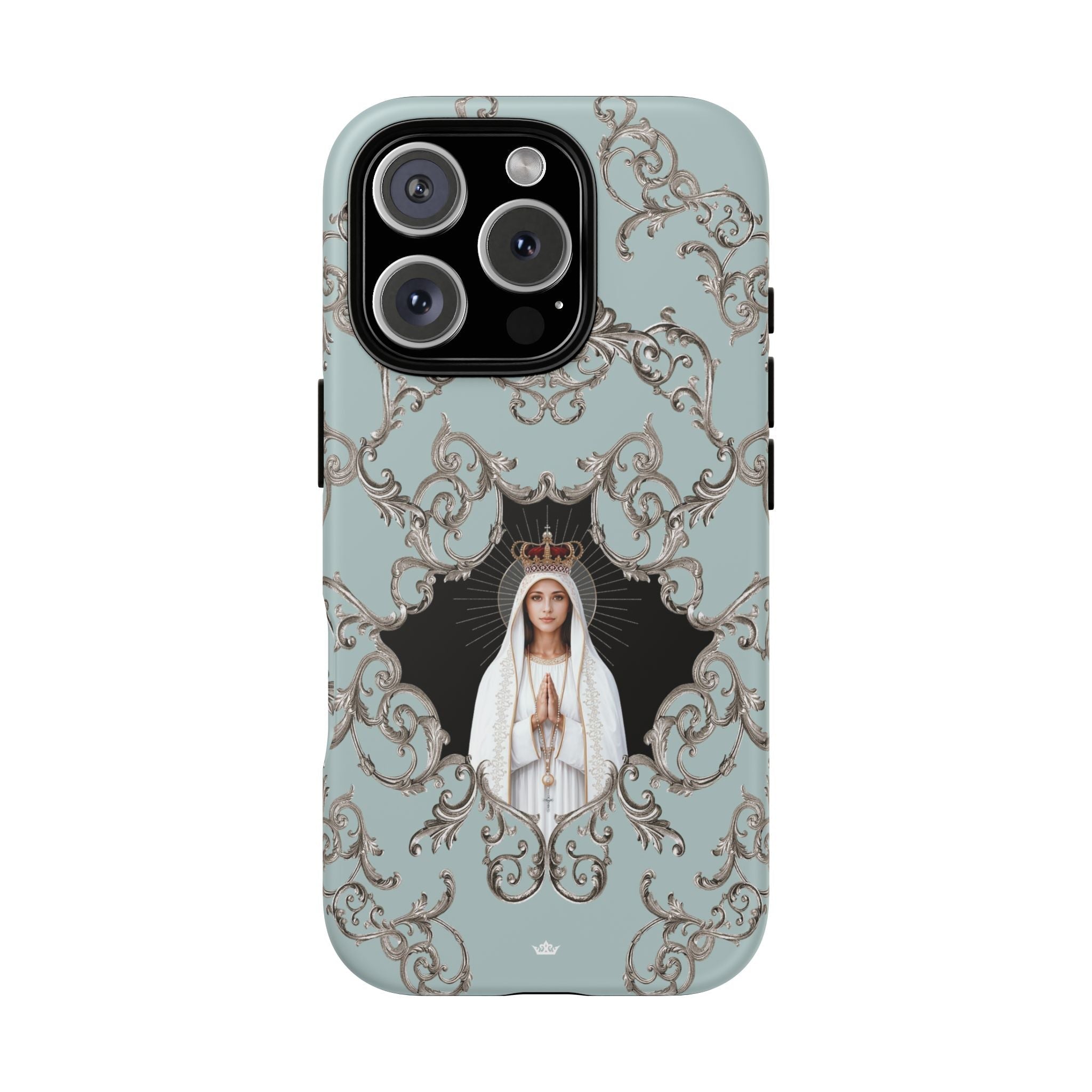 Our Lady of Fatima Hard Phone Case (Baroque Blue) - Venxara