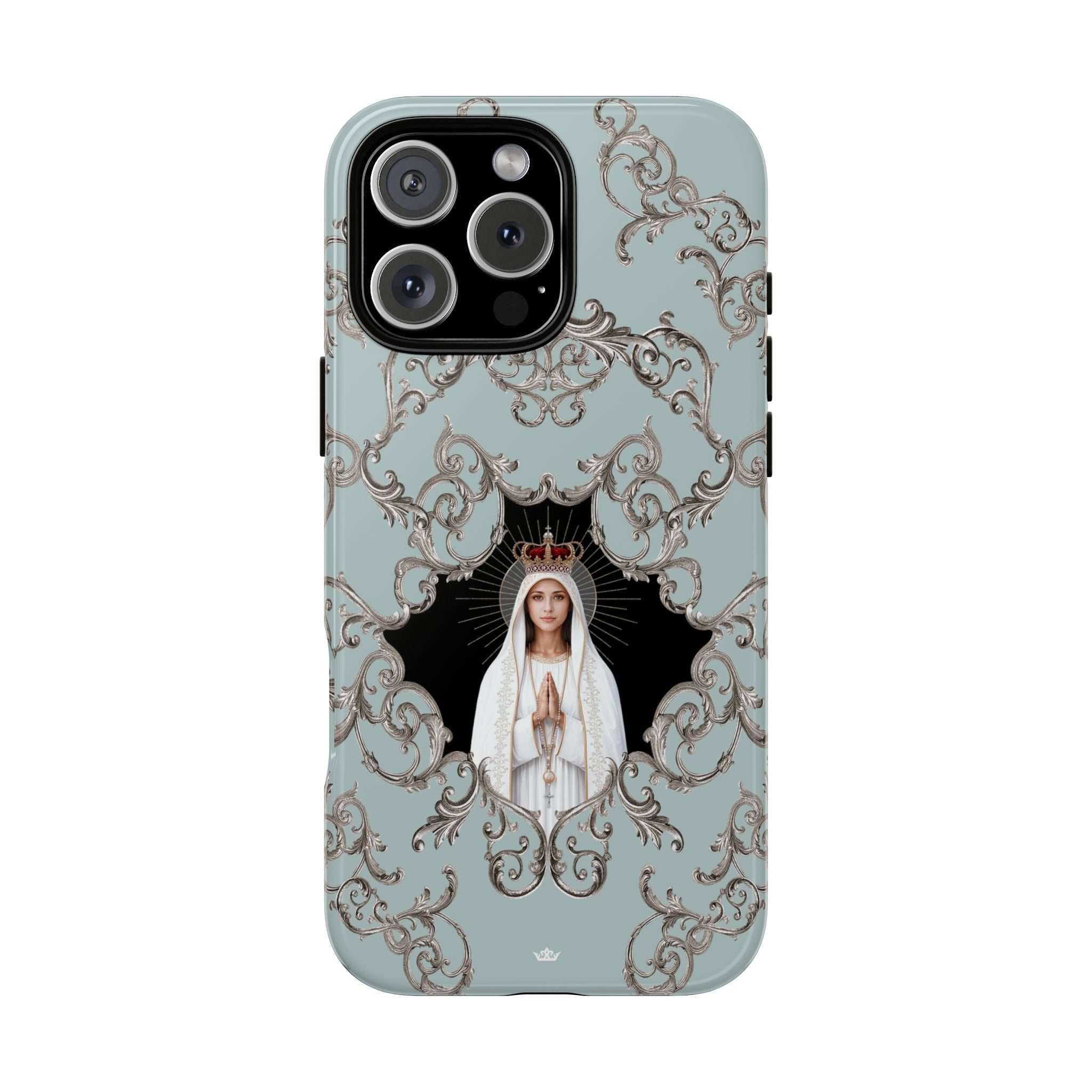 Our Lady of Fatima Hard Phone Case (Baroque Blue) - Venxara