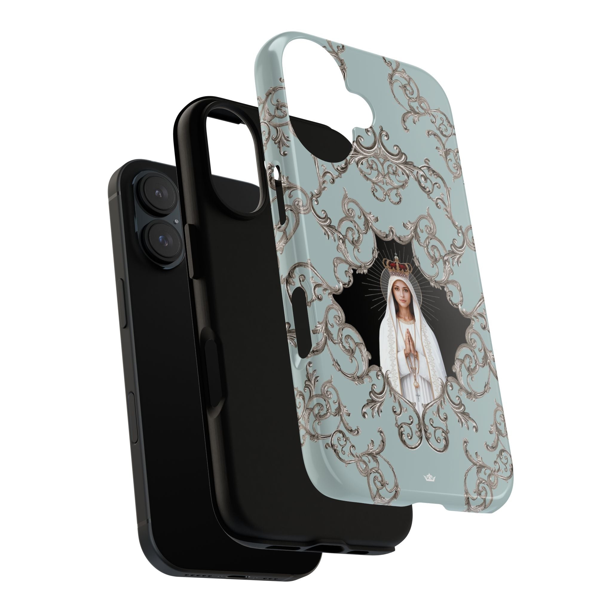 Our Lady of Fatima Hard Phone Case (Baroque Blue) - Venxara