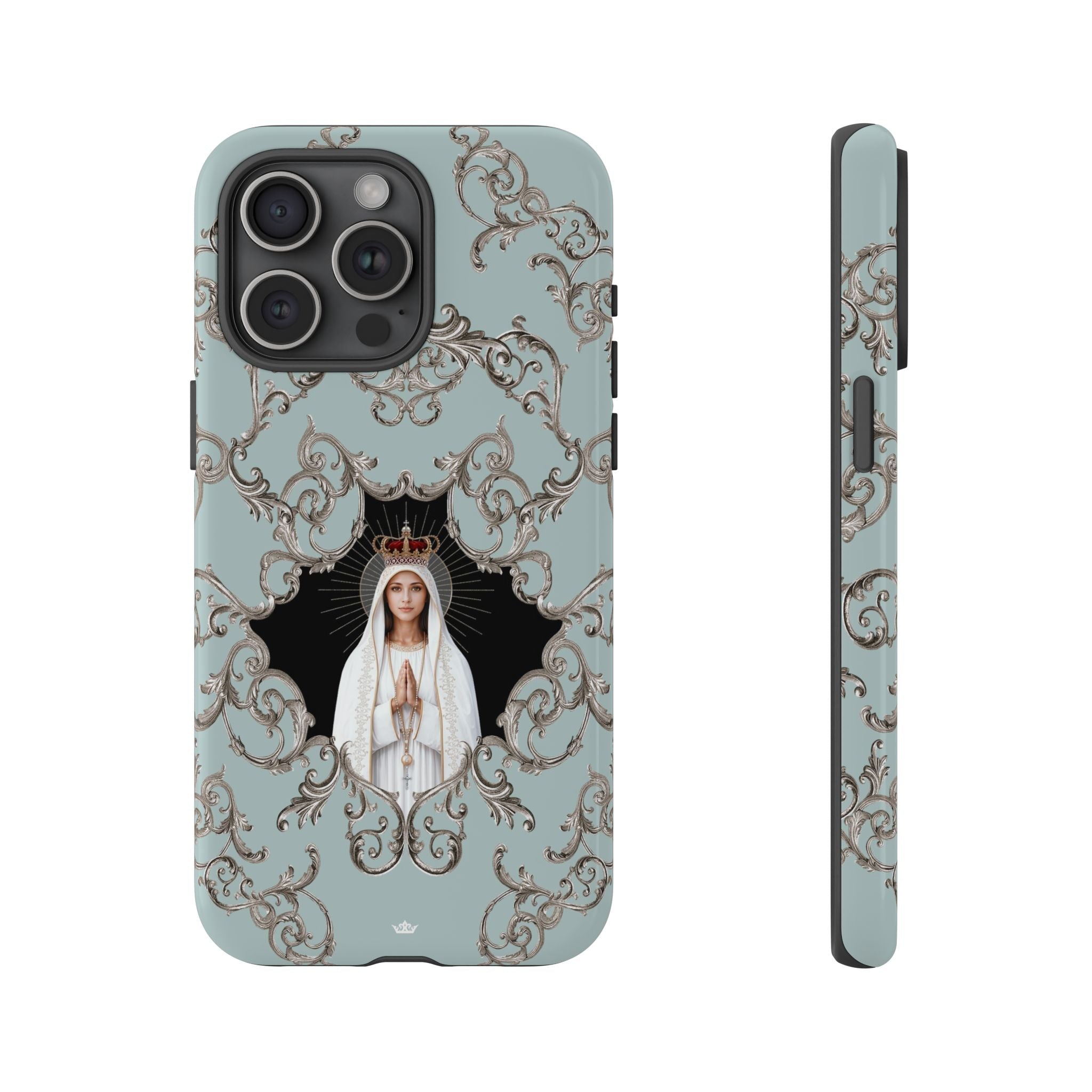 Our Lady of Fatima Hard Phone Case (Baroque Blue) - Venxara