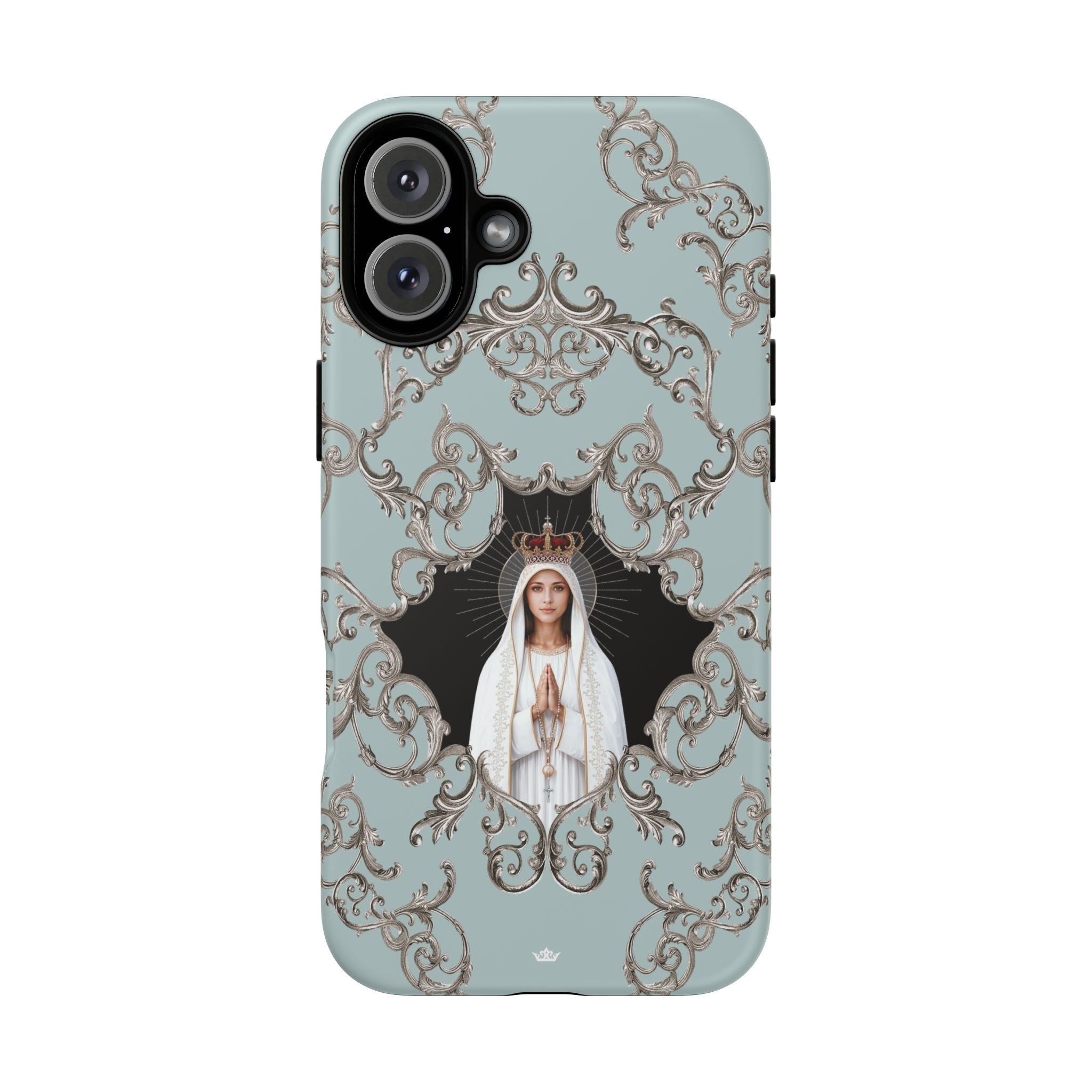 Our Lady of Fatima Hard Phone Case (Baroque Blue) - Venxara