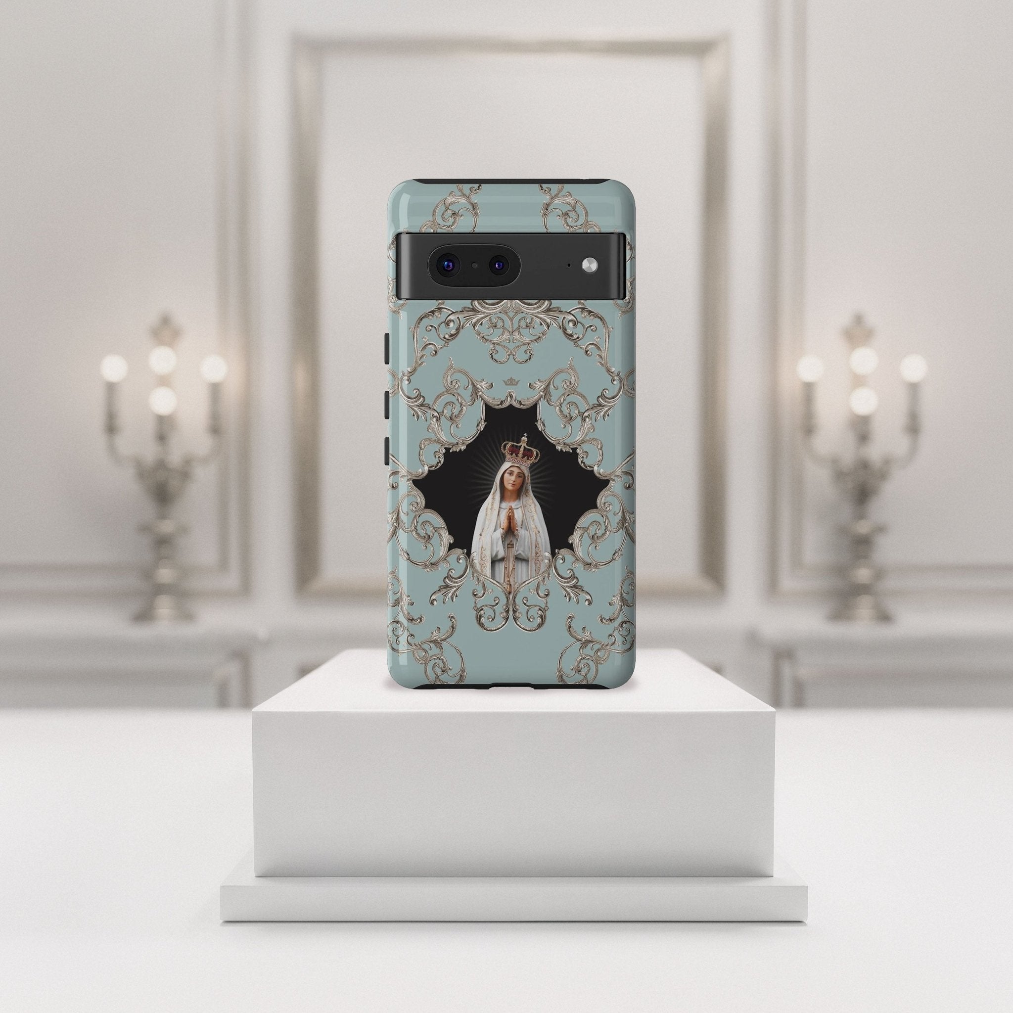 Our Lady of Fatima Hard Phone Case (Baroque Blue) - VENXARA®