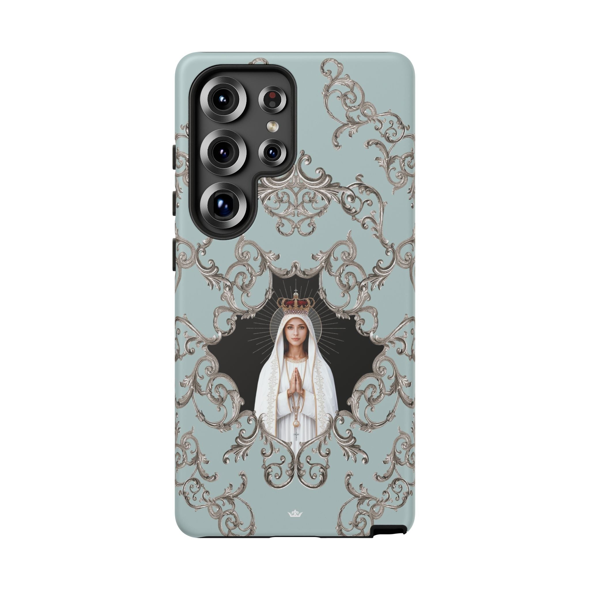 Our Lady of Fatima Hard Phone Case (Baroque Blue) - Venxara