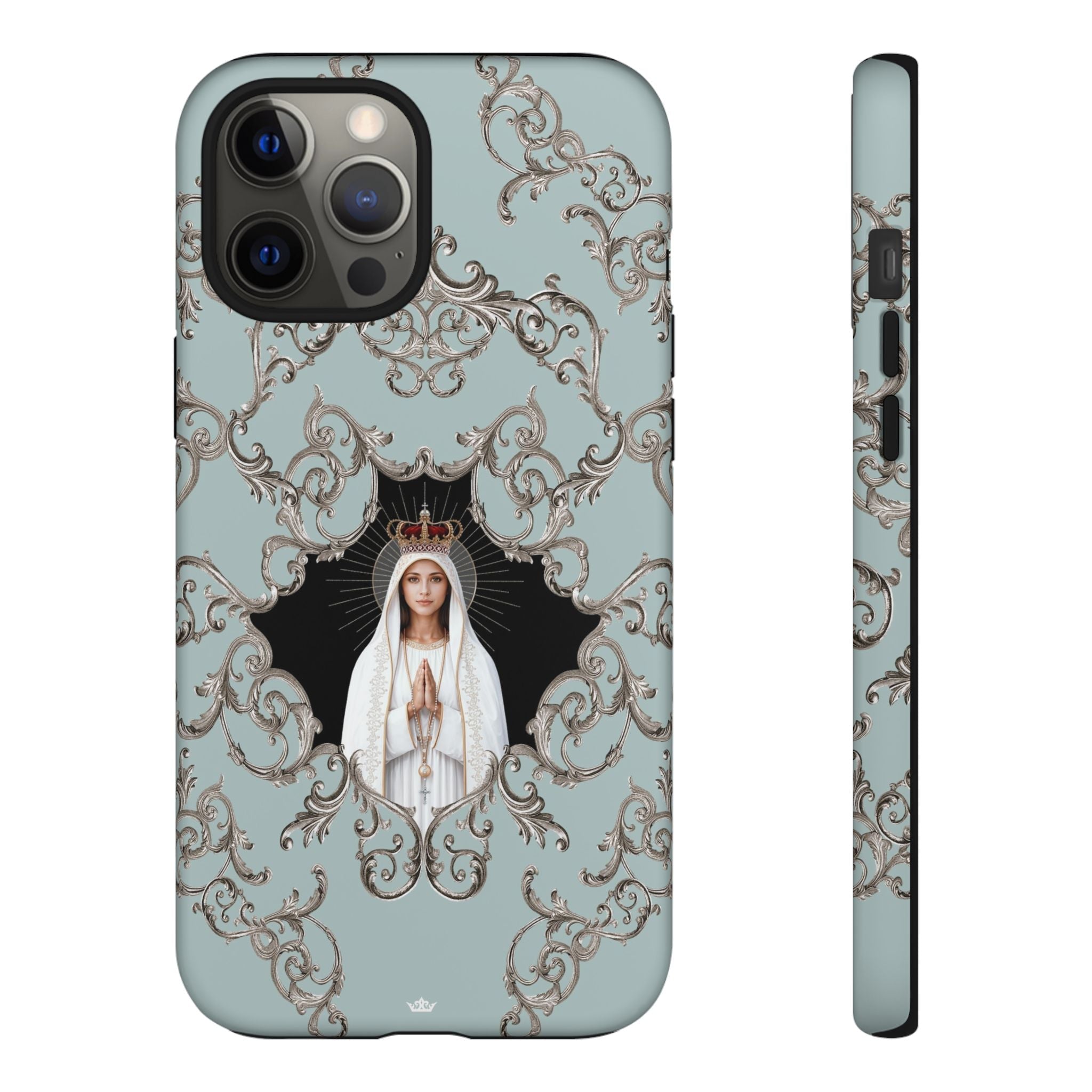 Our Lady of Fatima Hard Phone Case (Baroque Blue) - Venxara