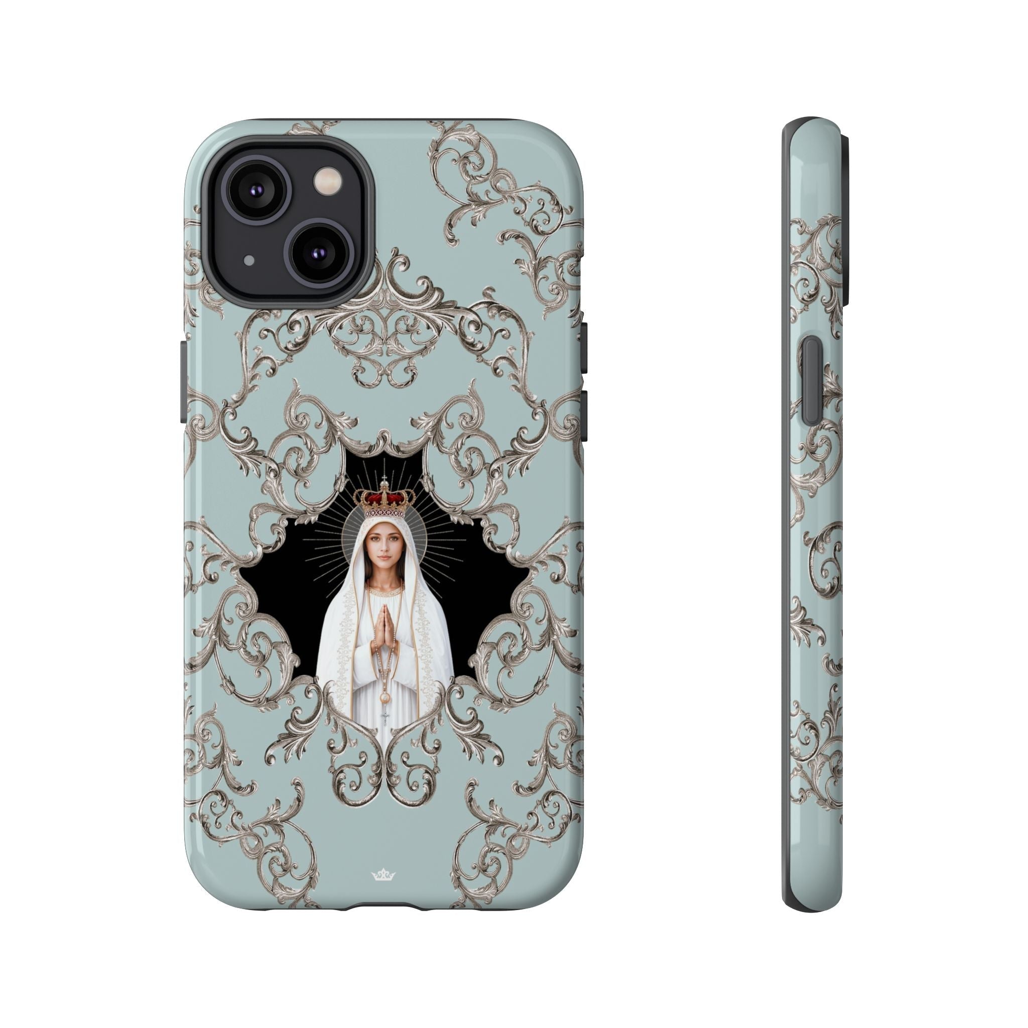 Our Lady of Fatima Hard Phone Case (Baroque Blue) - Venxara