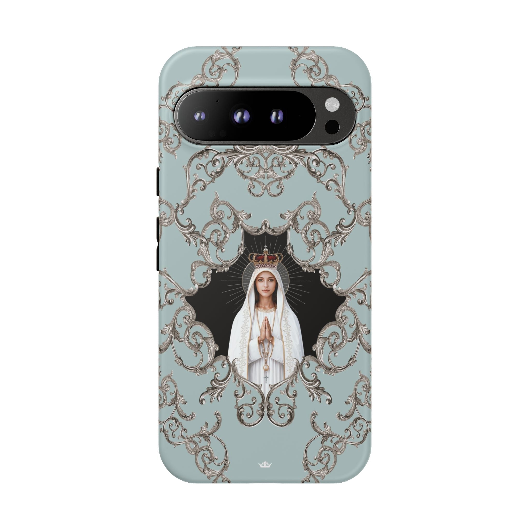 Our Lady of Fatima Hard Phone Case (Baroque Blue) - Venxara