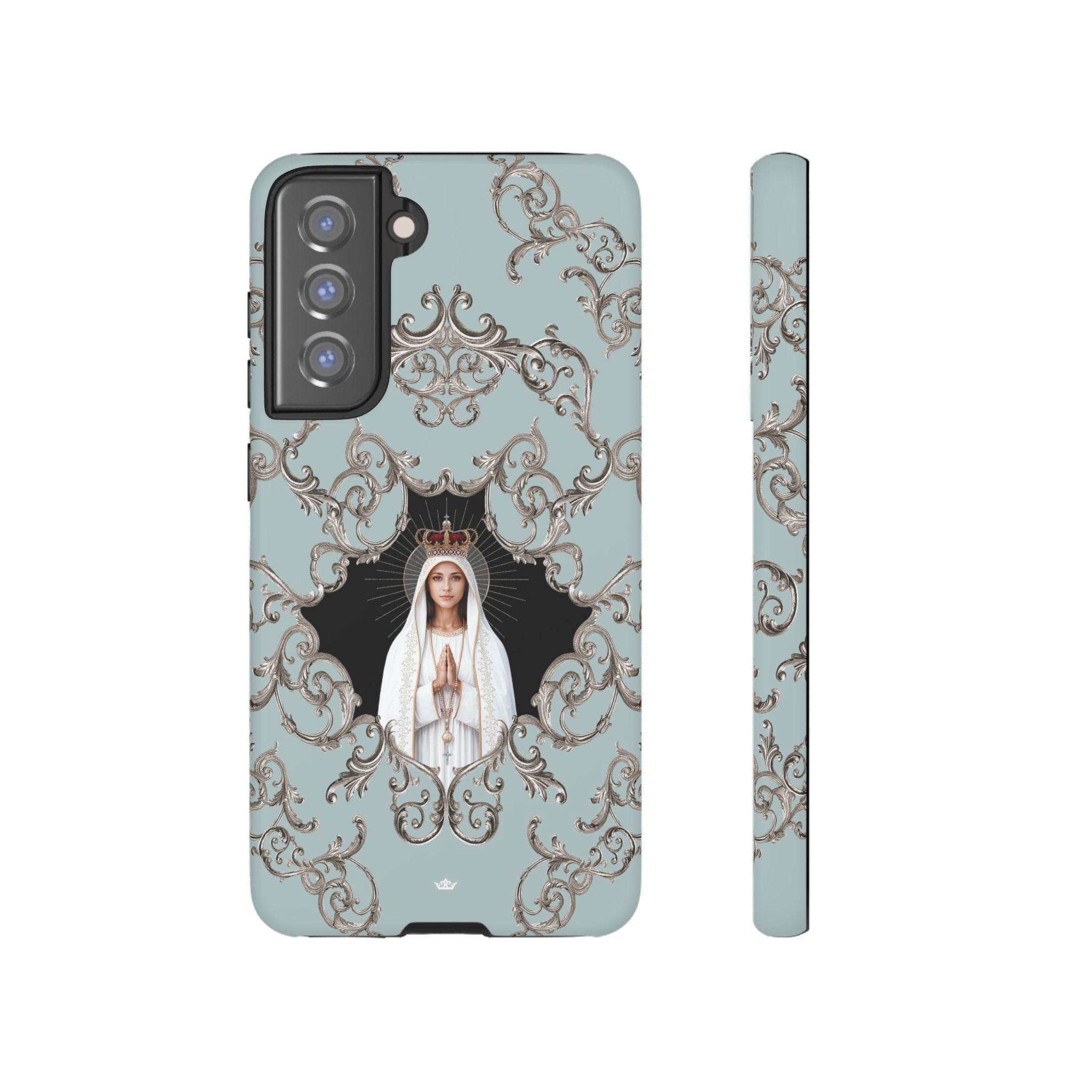 Our Lady of Fatima Hard Phone Case (Baroque Blue) - Venxara