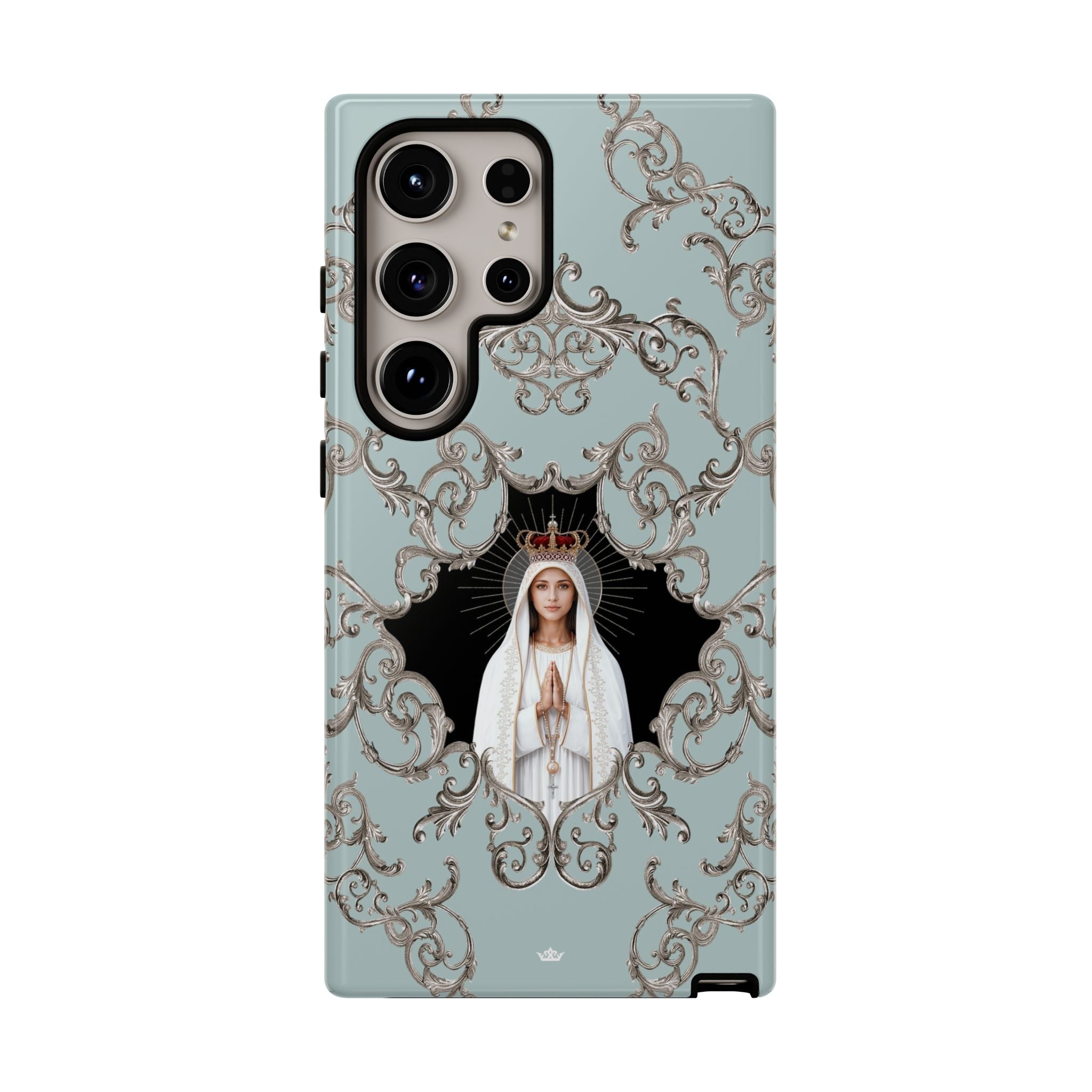 Our Lady of Fatima Hard Phone Case (Baroque Blue) - Venxara