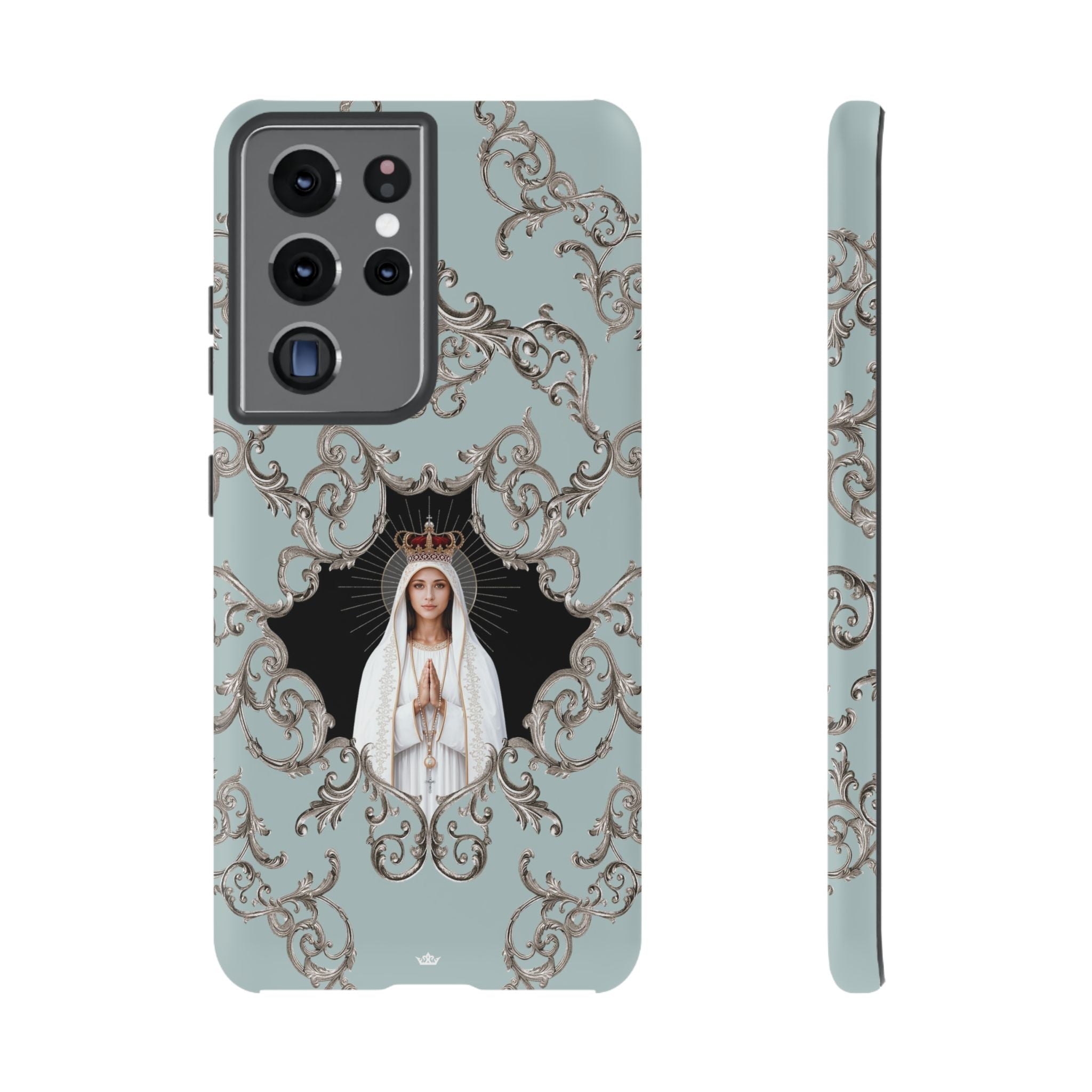 Our Lady of Fatima Hard Phone Case (Baroque Blue) - Venxara