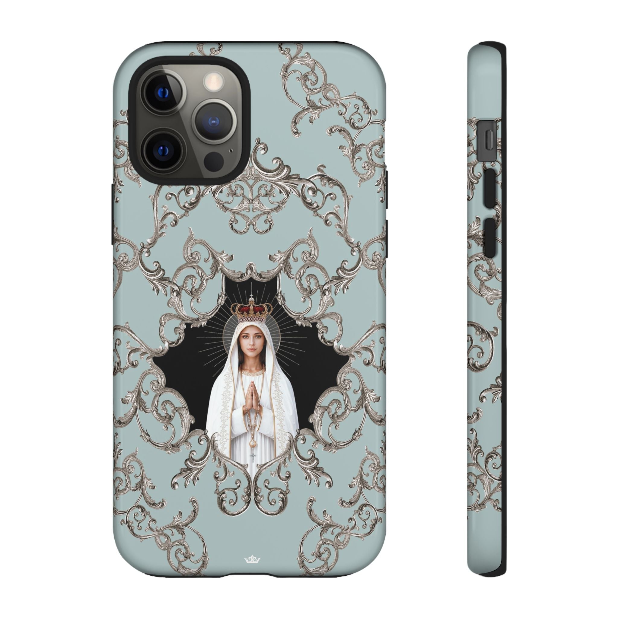 Our Lady of Fatima Hard Phone Case (Baroque Blue) - Venxara