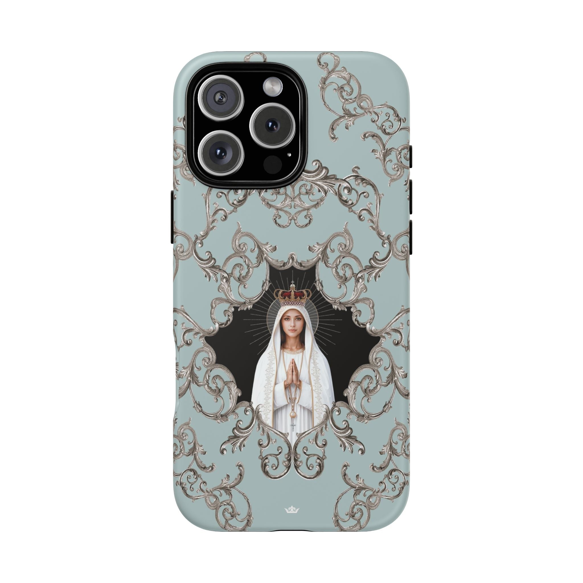 Our Lady of Fatima Hard Phone Case (Baroque Blue) - Venxara