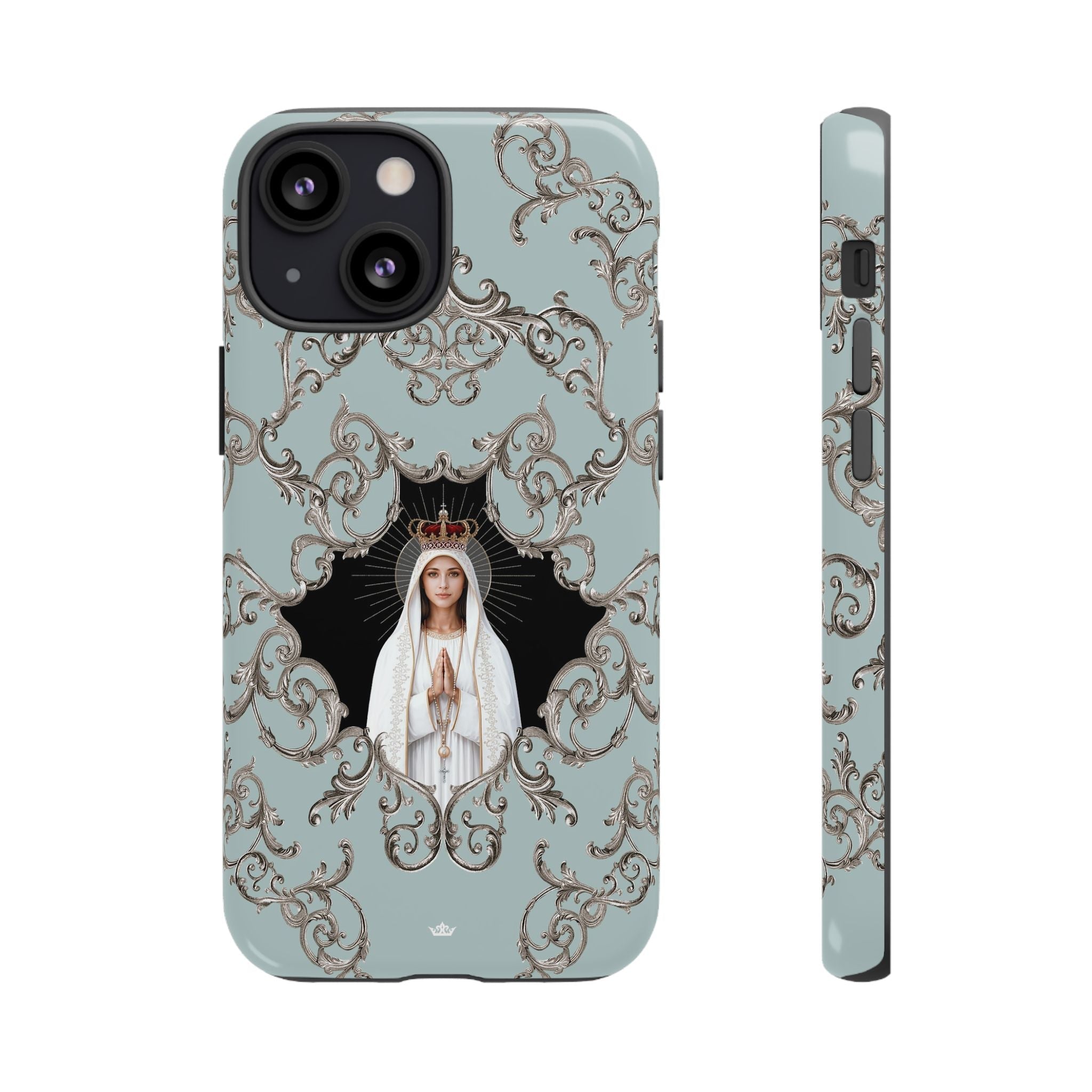 Our Lady of Fatima Hard Phone Case (Baroque Blue) - Venxara