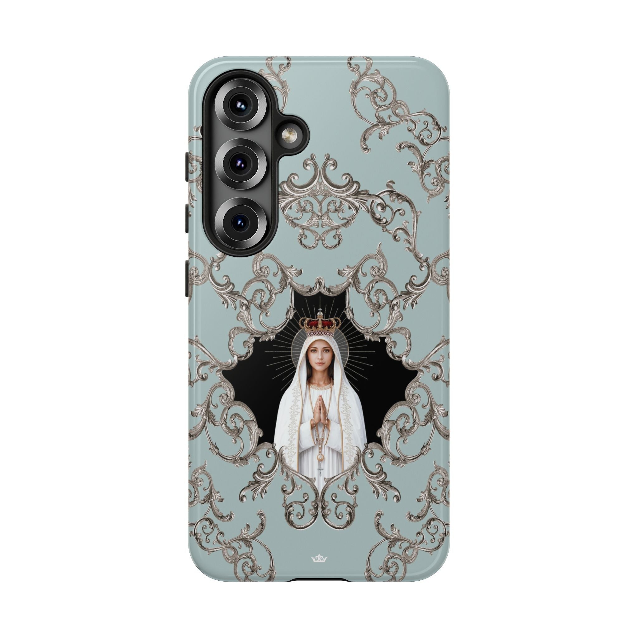 Our Lady of Fatima Hard Phone Case (Baroque Blue) - Venxara