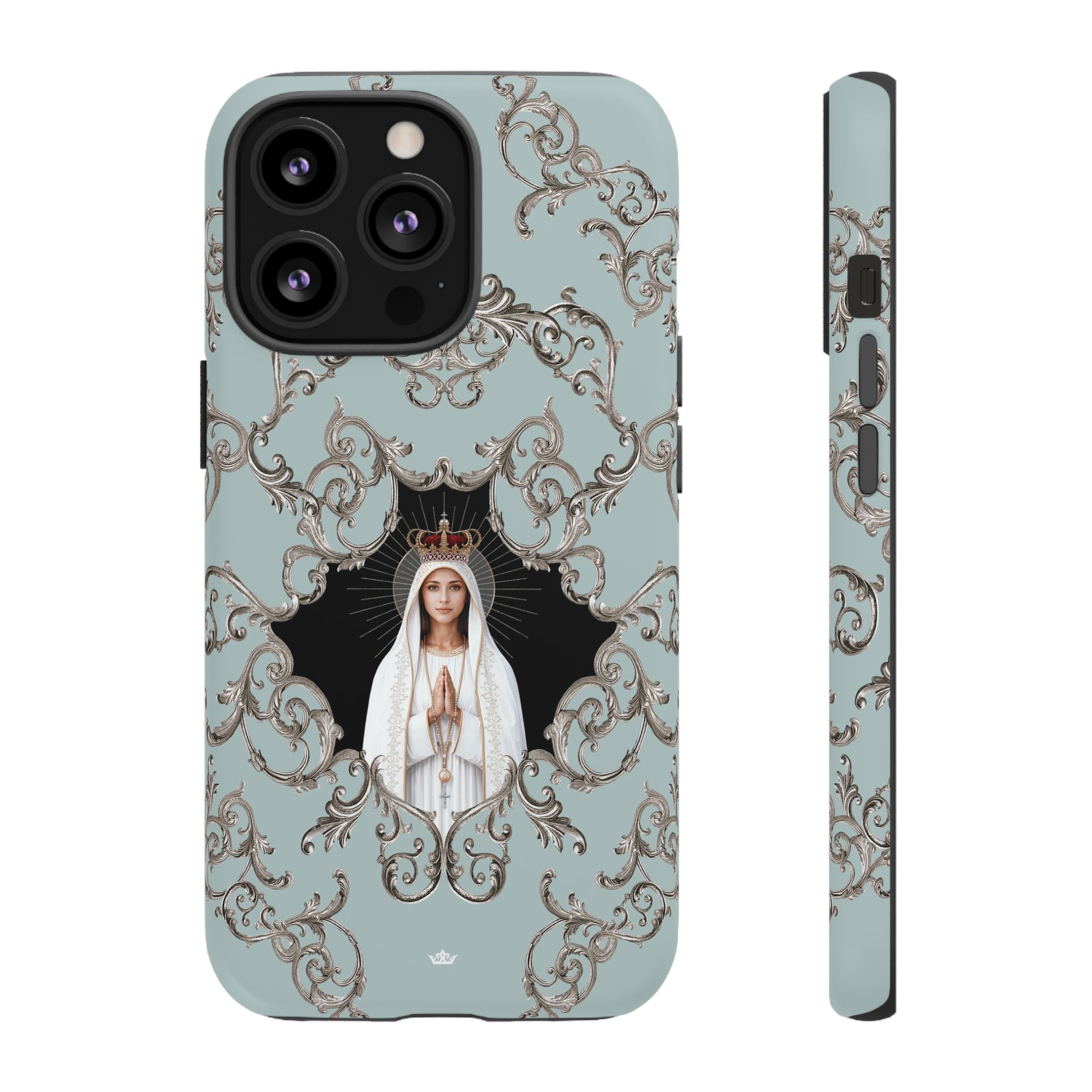Our Lady of Fatima Hard Phone Case (Baroque Blue) - Venxara