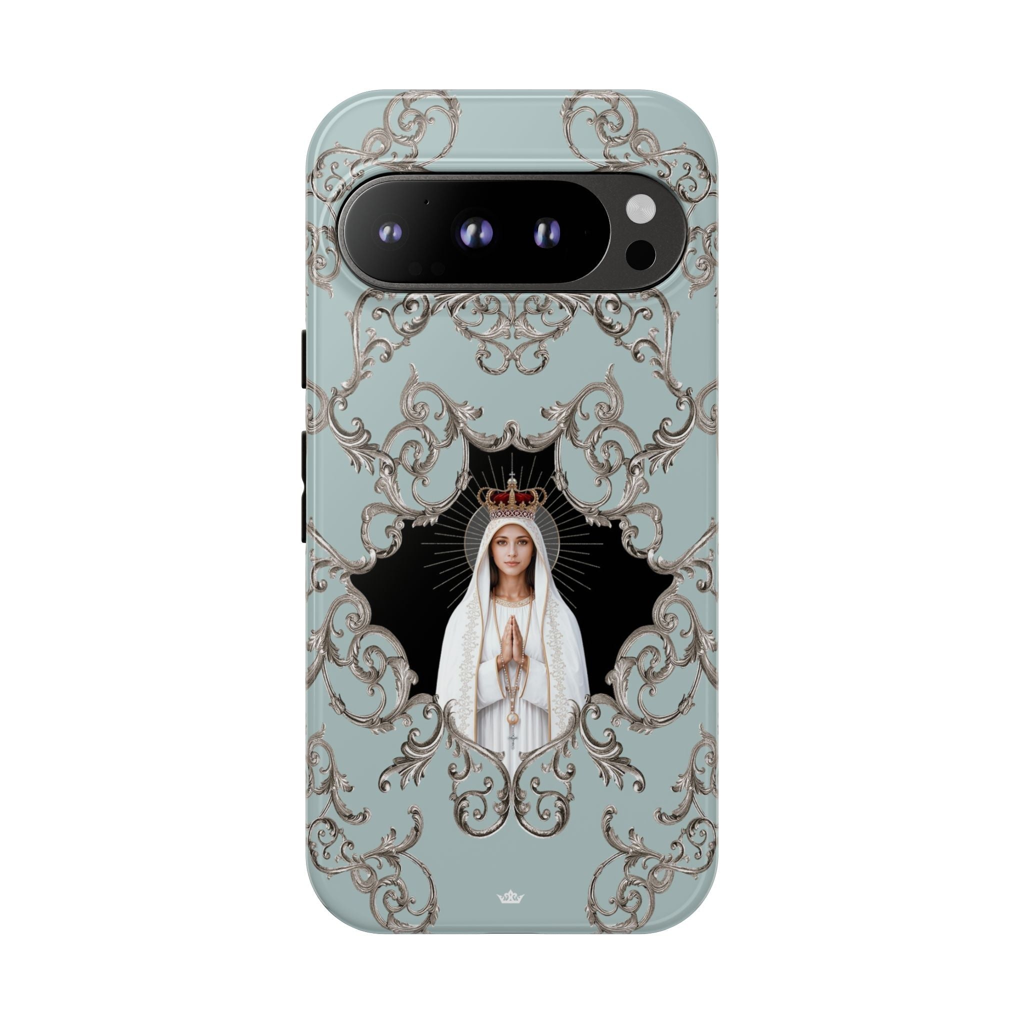 Our Lady of Fatima Hard Phone Case (Baroque Blue) - Venxara