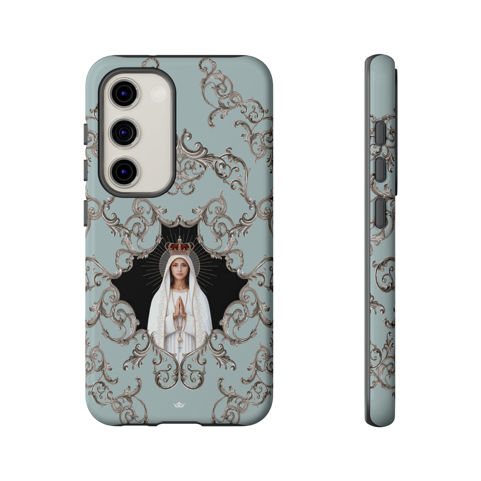 Our Lady of Fatima Hard Phone Case (Baroque Blue) - Venxara