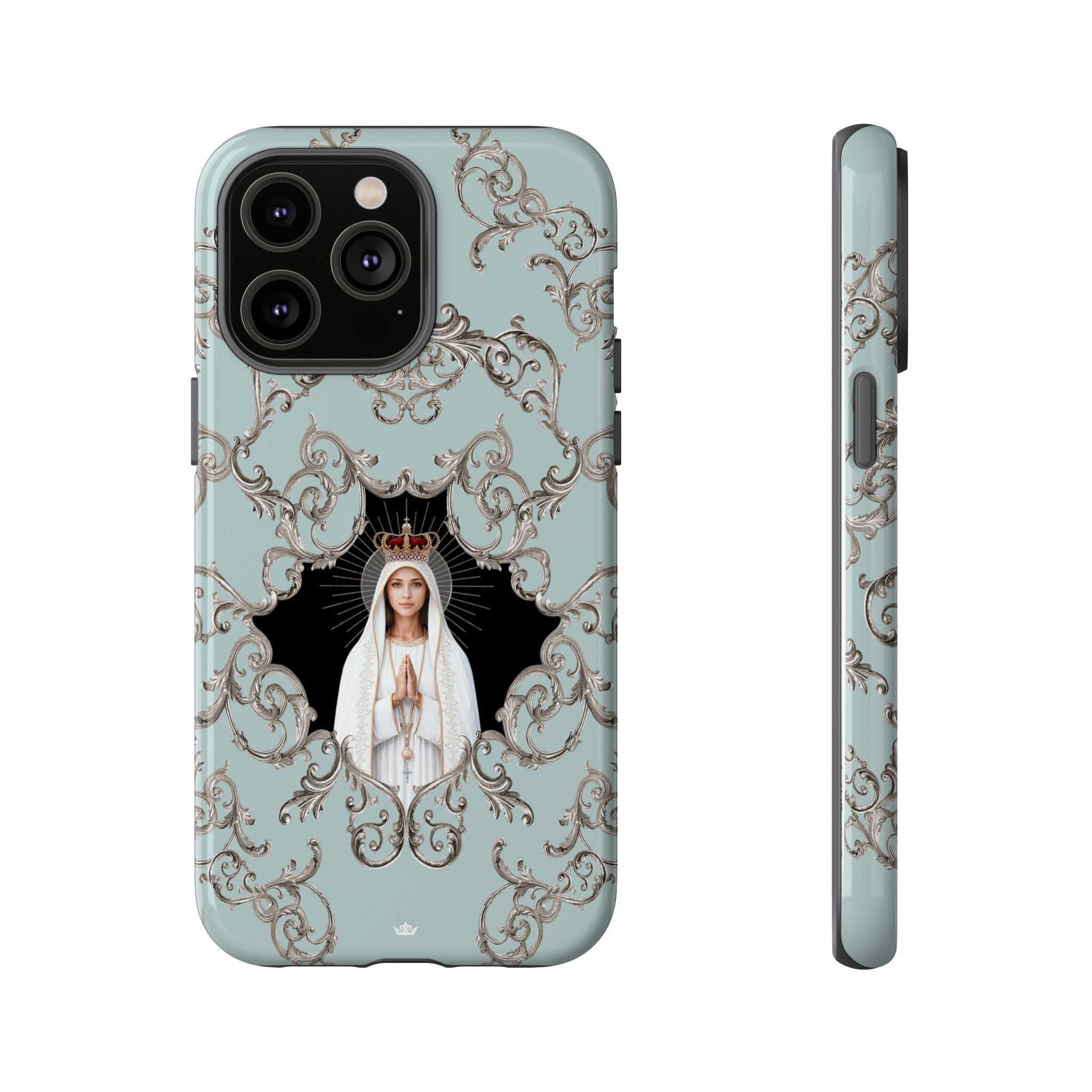 Our Lady of Fatima Hard Phone Case (Baroque Blue) - Venxara