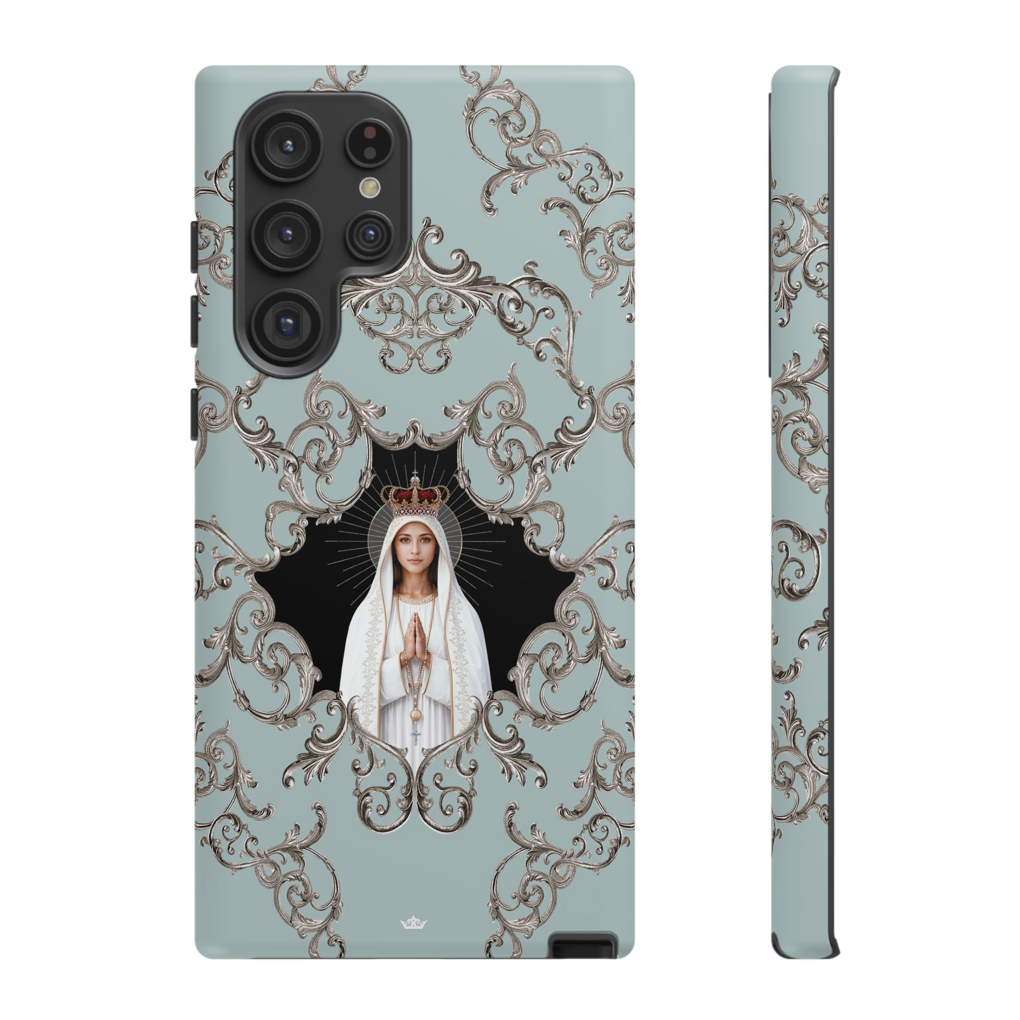 Our Lady of Fatima Hard Phone Case (Baroque Blue) - Venxara