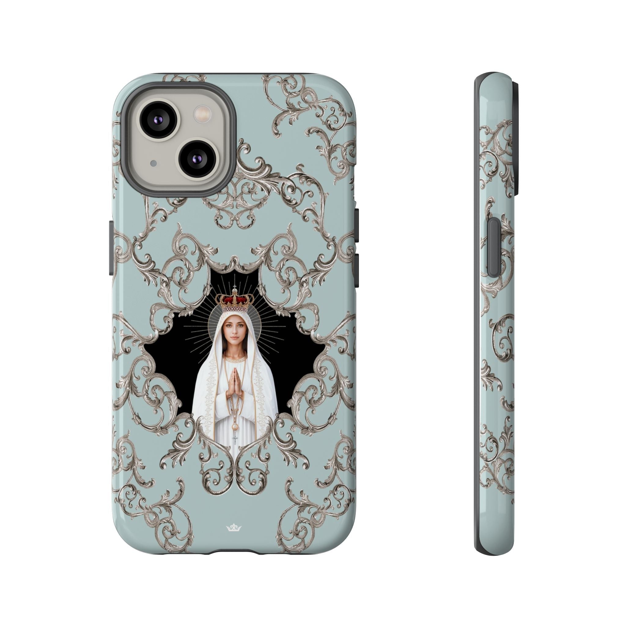 Our Lady of Fatima Hard Phone Case (Baroque Blue) - Venxara