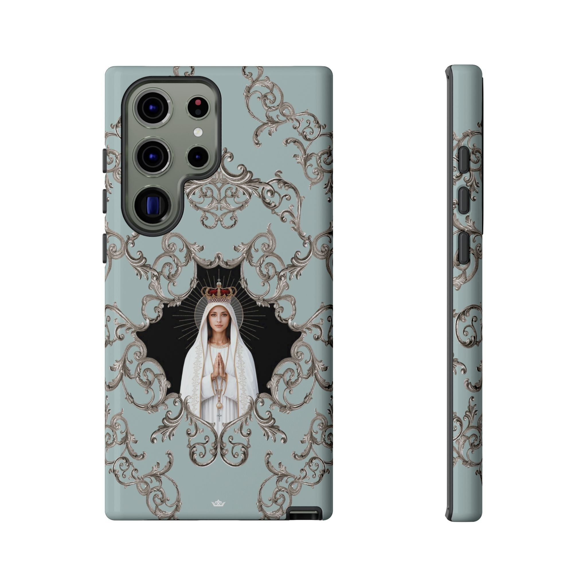 Our Lady of Fatima Hard Phone Case (Baroque Blue) - Venxara