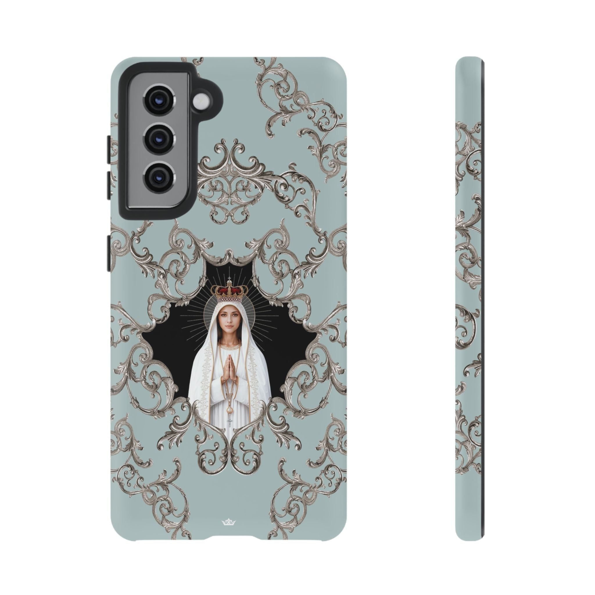 Our Lady of Fatima Hard Phone Case (Baroque Blue) - Venxara