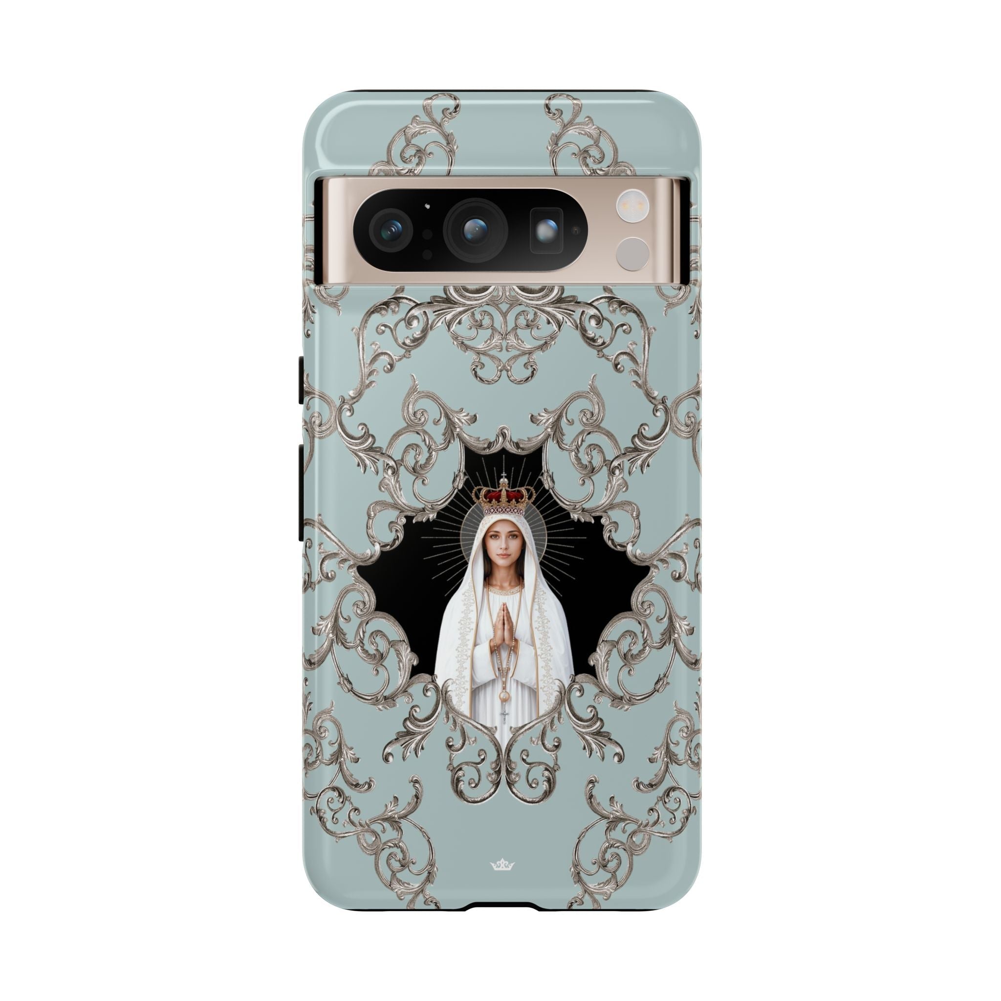 Our Lady of Fatima Hard Phone Case (Baroque Blue) - Venxara