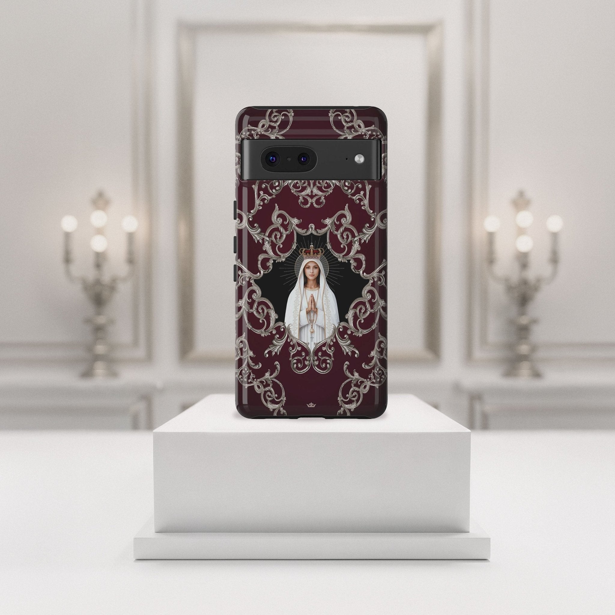Our Lady of Fatima Hard Phone Case (Baroque Mahogany) - Venxara