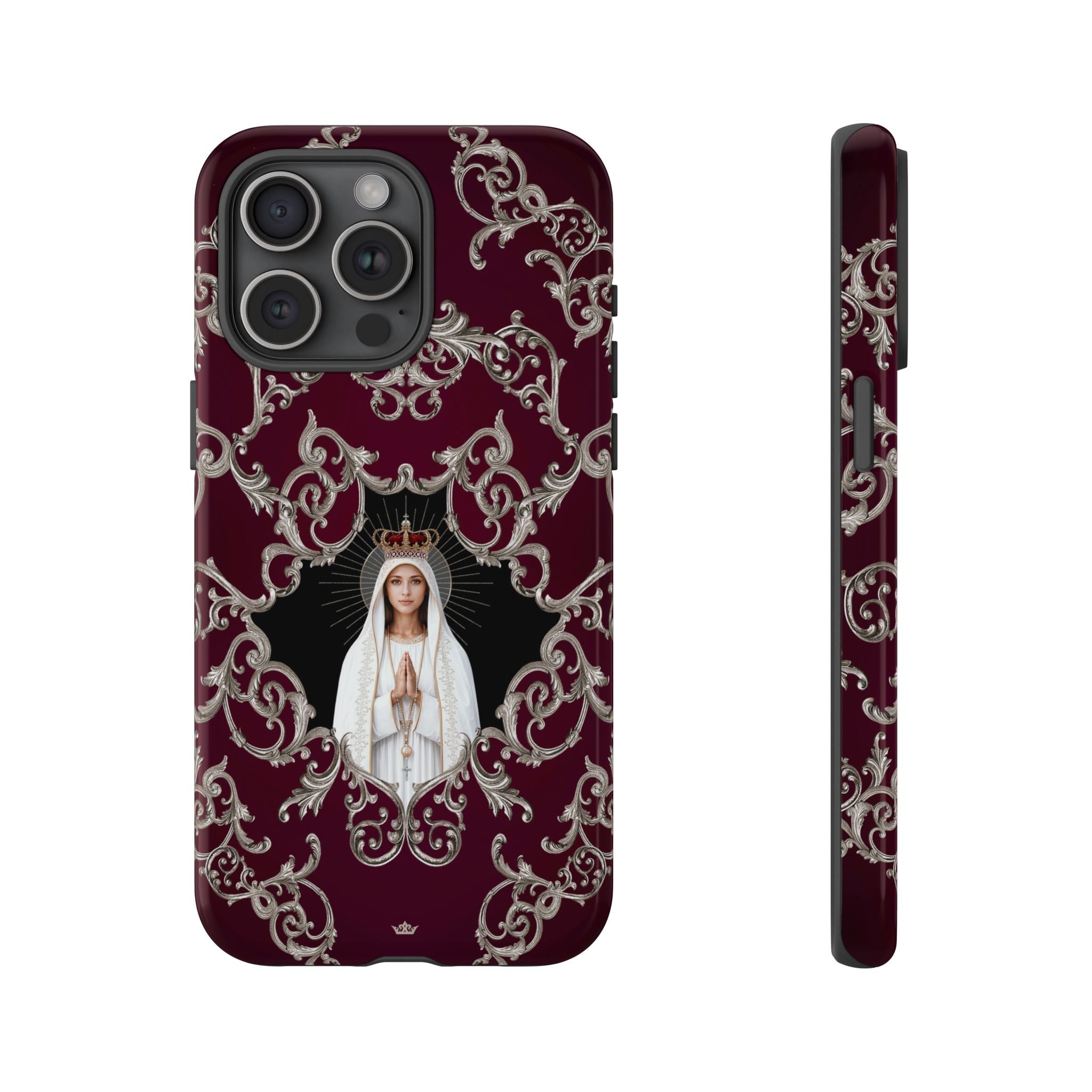 Our Lady of Fatima Hard Phone Case (Baroque Mahogany) - Venxara