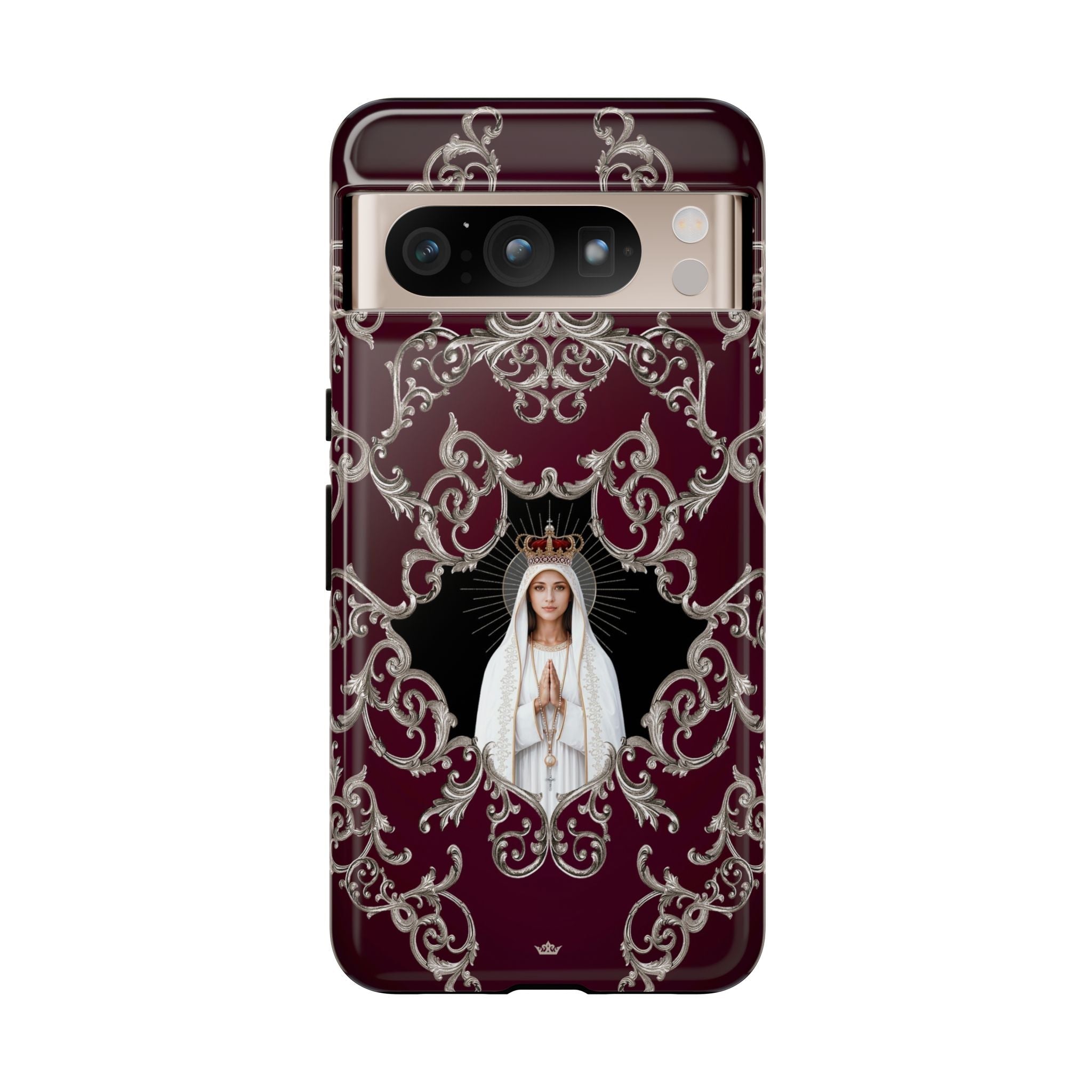 Our Lady of Fatima Hard Phone Case (Baroque Mahogany) - Venxara