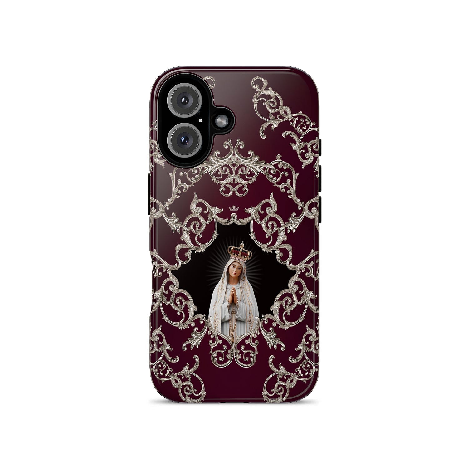Our Lady of Fatima Hard Phone Case (Baroque Mahogany)