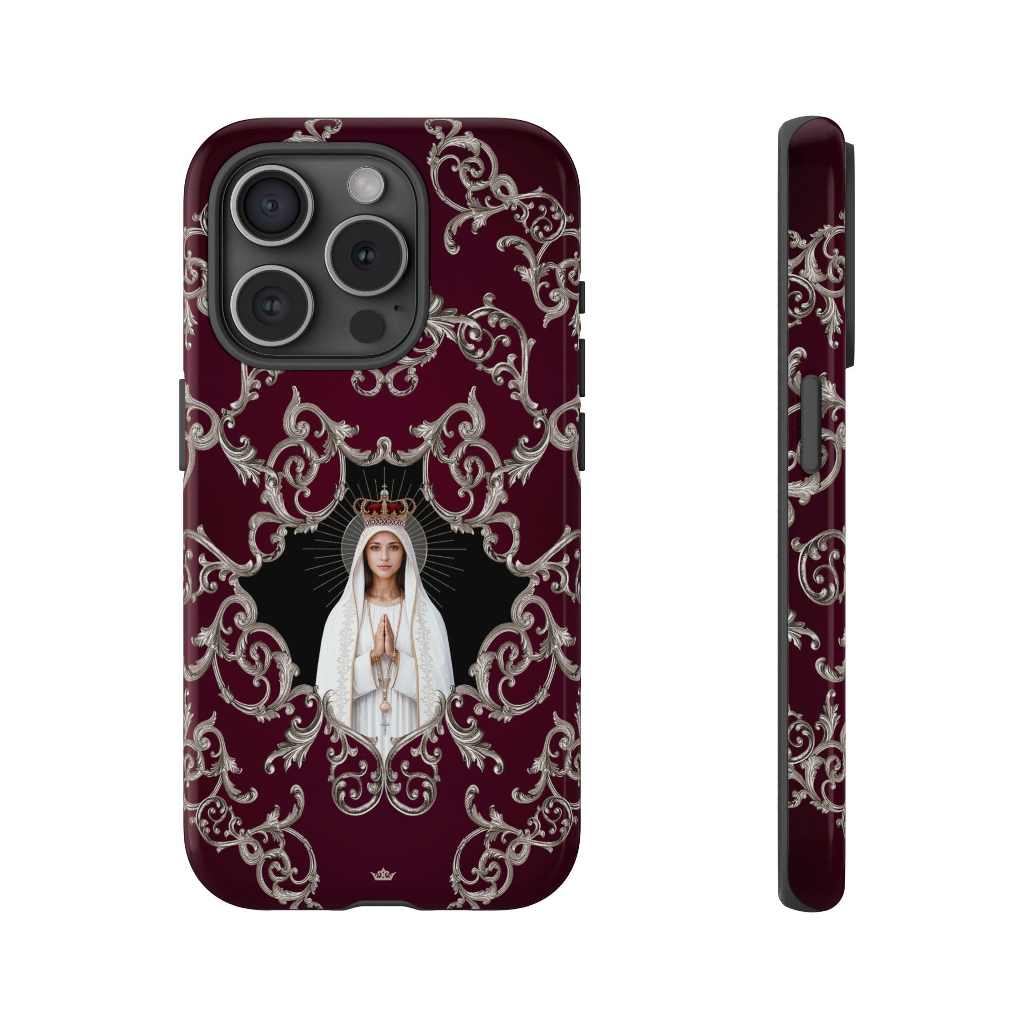 Our Lady of Fatima Hard Phone Case (Baroque Mahogany) - Venxara