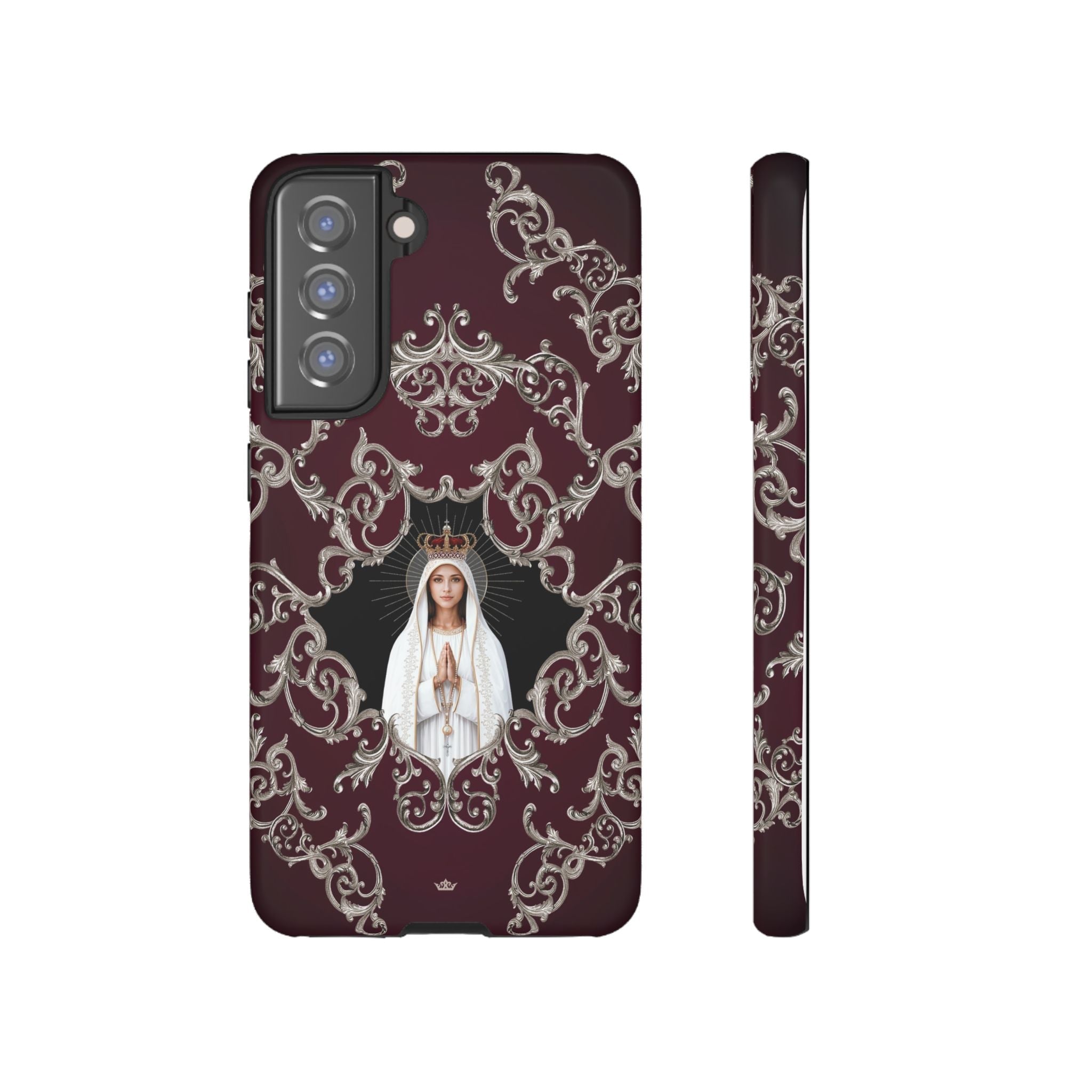 Our Lady of Fatima Hard Phone Case (Baroque Mahogany) - Venxara