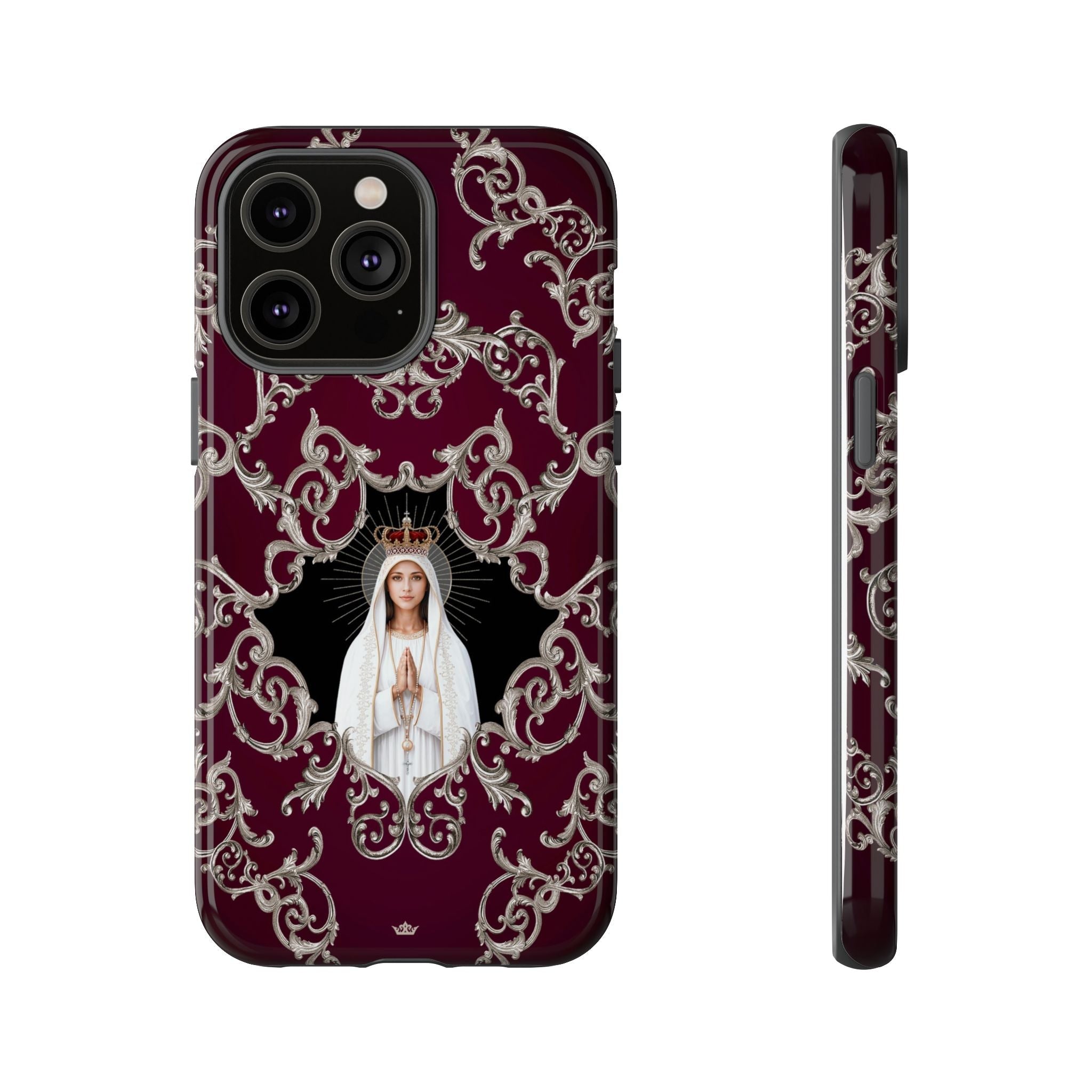 Our Lady of Fatima Hard Phone Case (Baroque Mahogany) - Venxara