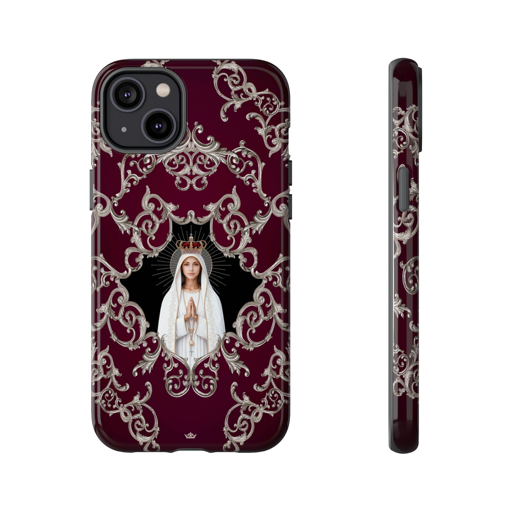 Our Lady of Fatima Hard Phone Case (Baroque Mahogany) - Venxara
