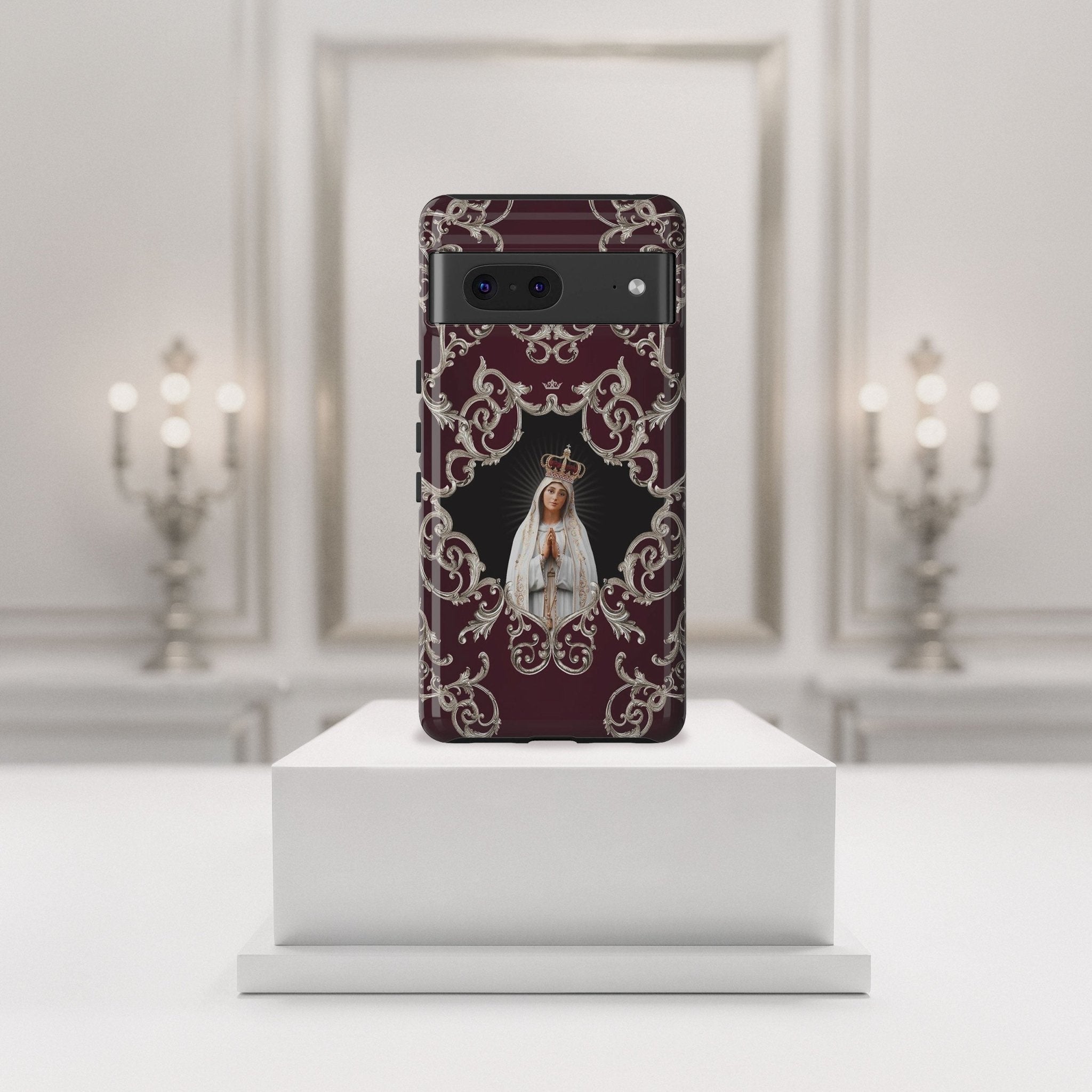 Our Lady of Fatima Hard Phone Case (Baroque Mahogany) - VENXARA