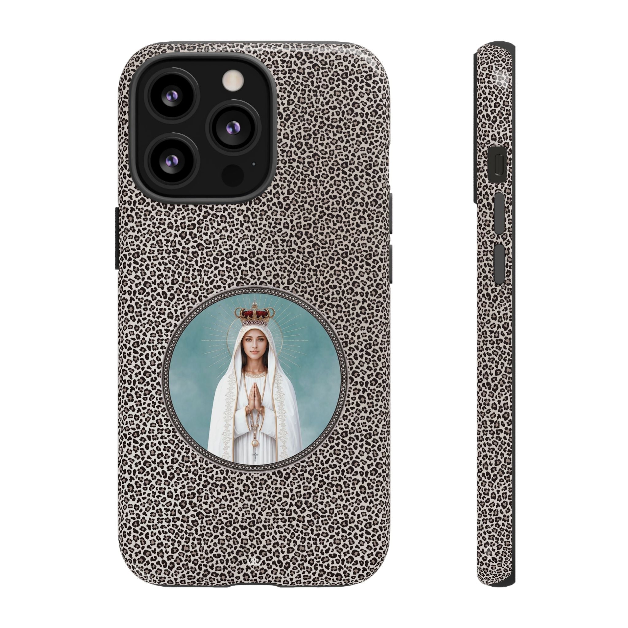 Our Lady of Fatima Hard Phone Case (Leopard) - Venxara