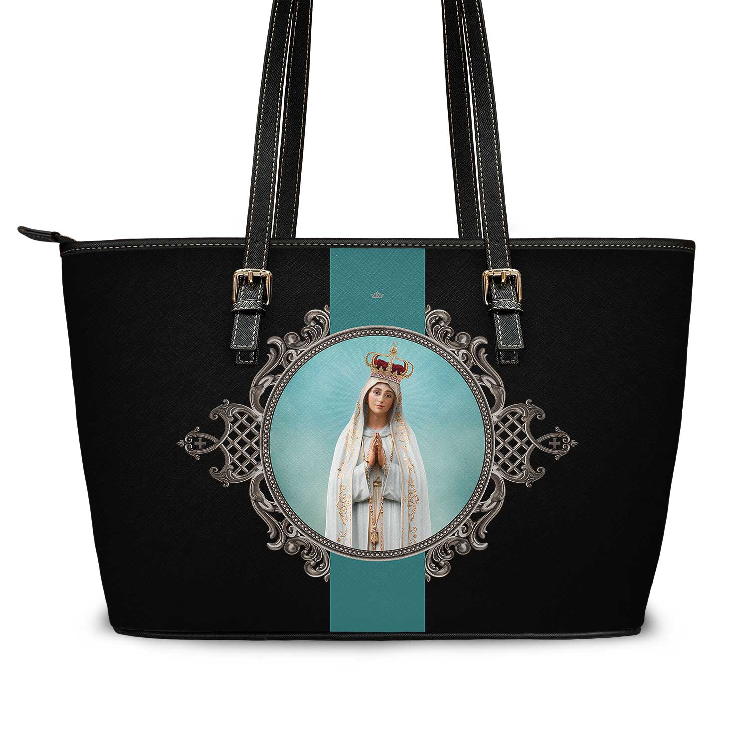 Our Lady of Fatima Medallion Tote Bag (Black) - VENXARA®