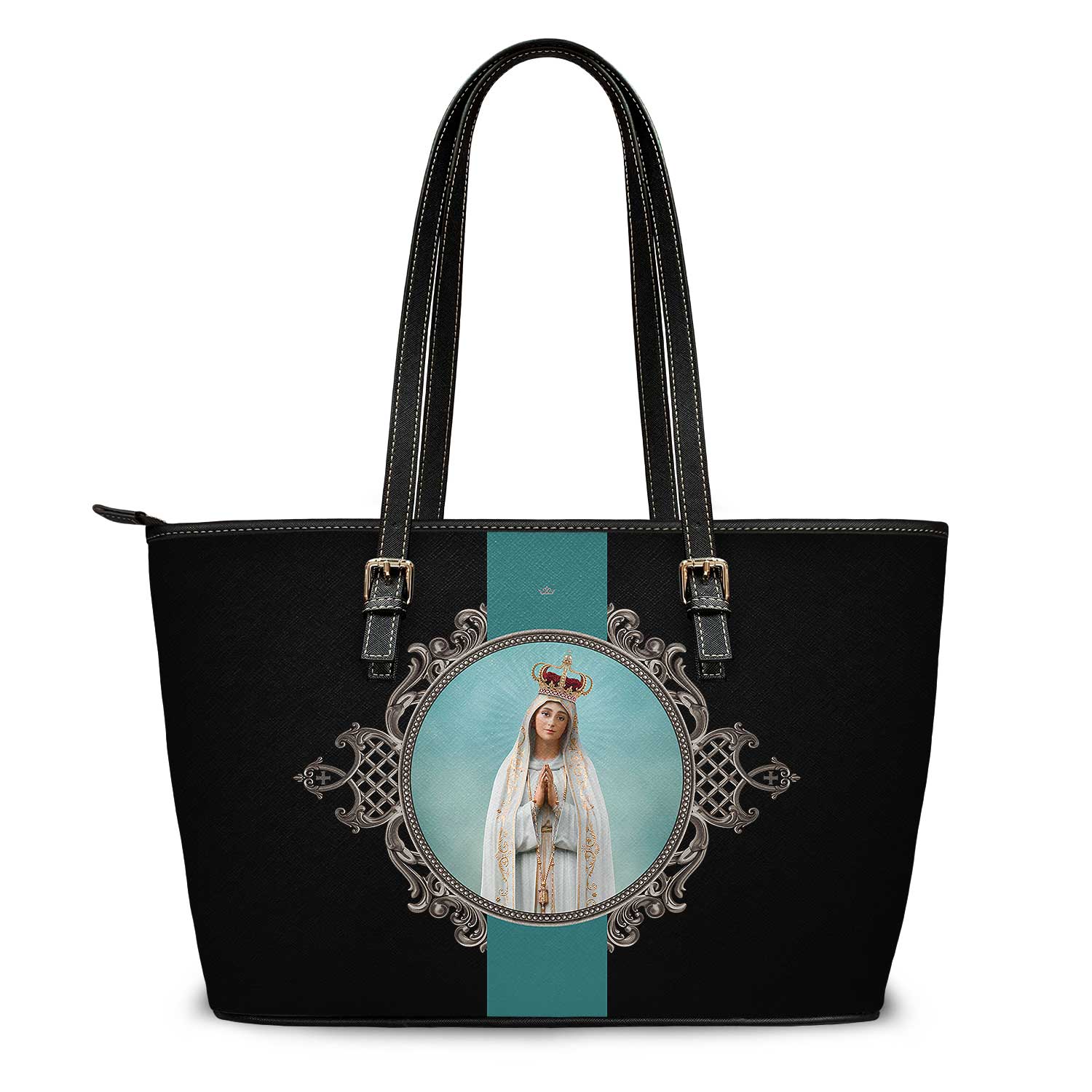 Our Lady of Fatima Medallion Tote Bag (Black) - VENXARA®