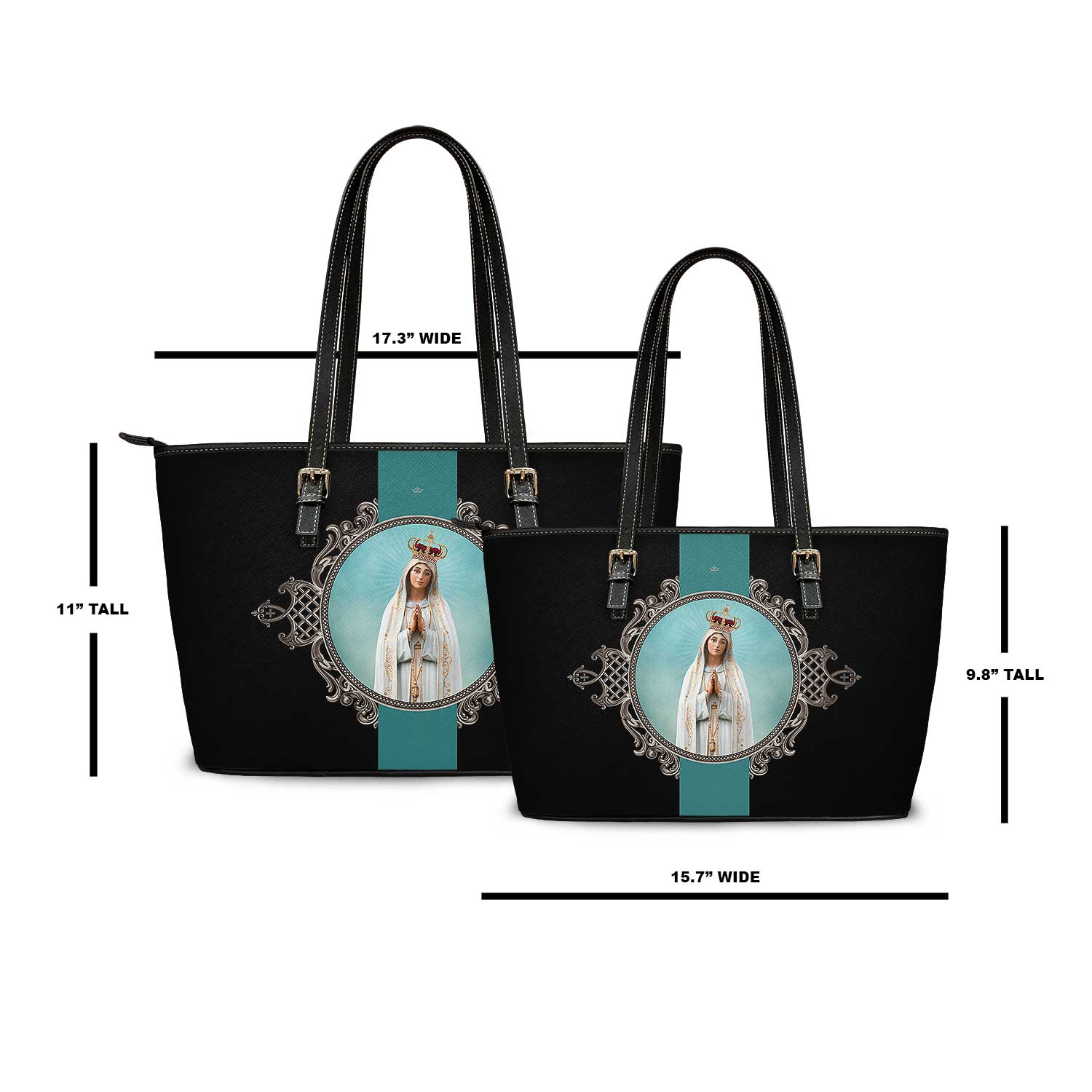 Our Lady of Fatima Medallion Tote Bag (Black) - VENXARA®