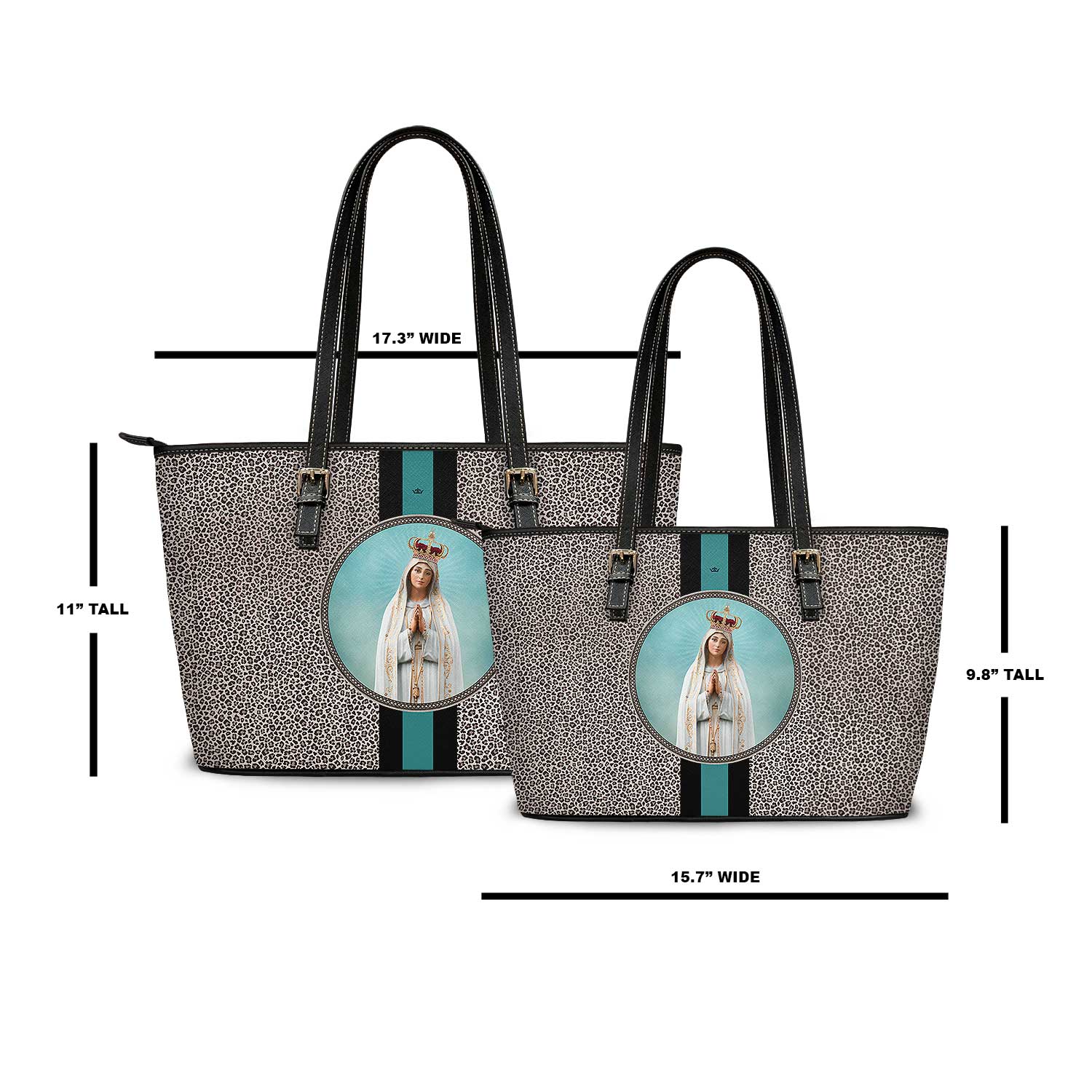 Our Lady of Fatima Medallion Tote Bag (Leopard) - VENXARA®