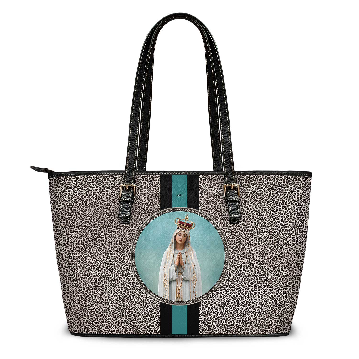 Our Lady of Fatima Medallion Tote Bag (Leopard) - VENXARA®
