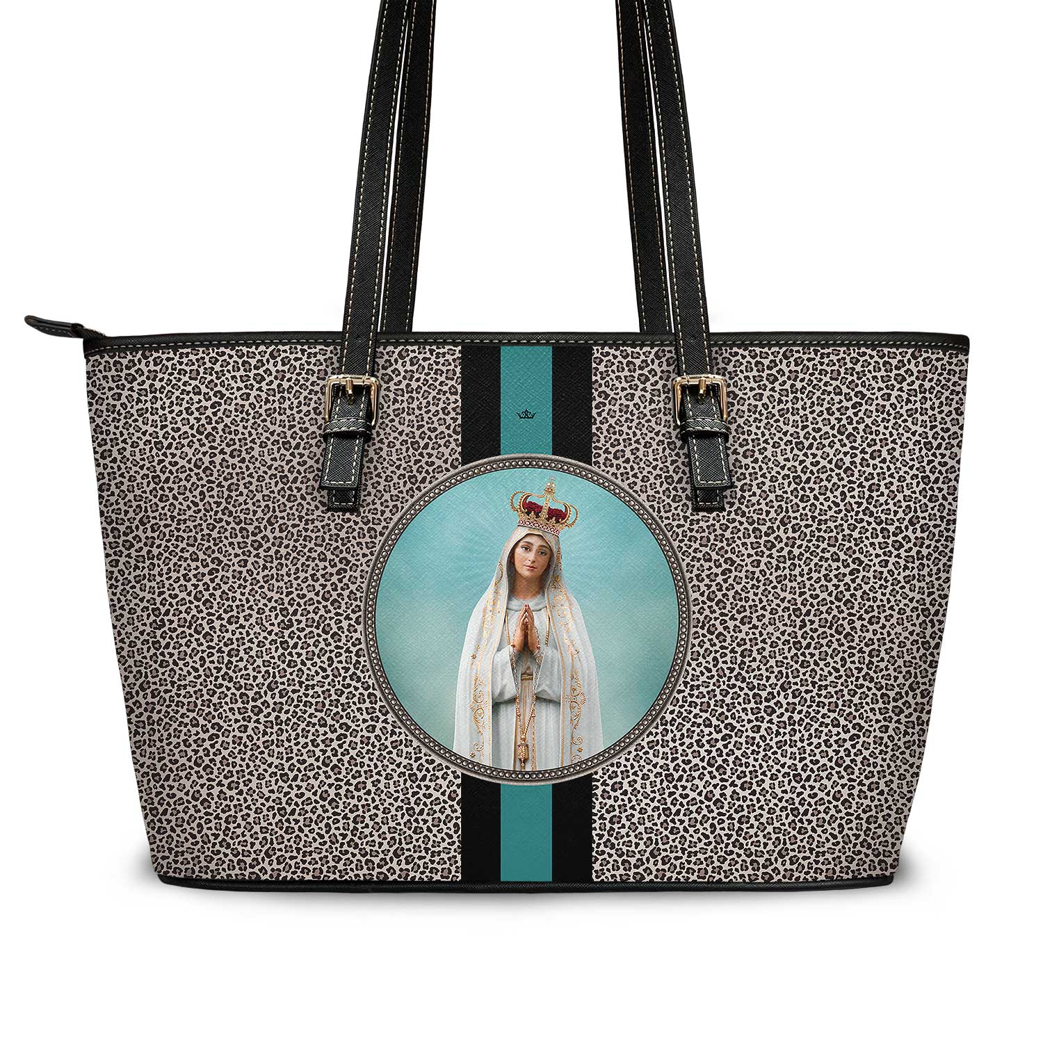 Our Lady of Fatima Medallion Tote Bag (Leopard) - VENXARA®