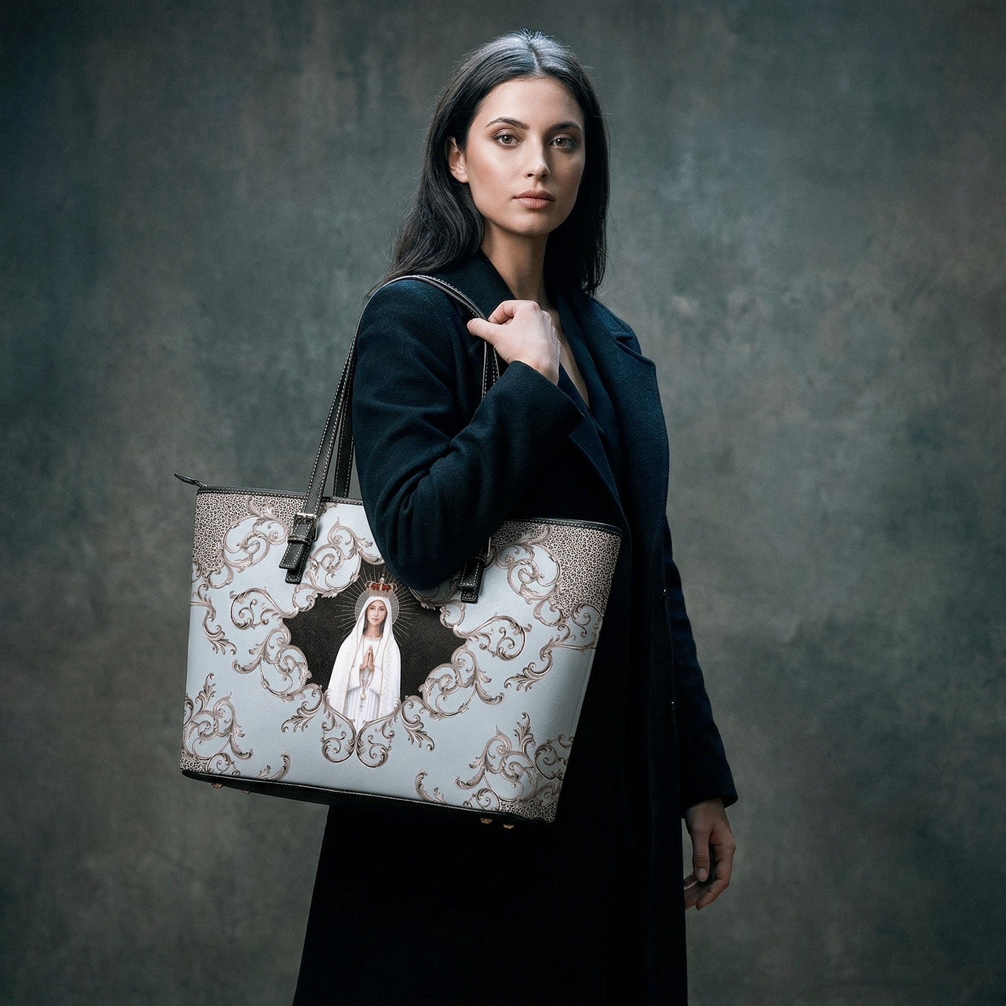 Our Lady of Fatima Tote Bag (Baroque Blue) - Venxara