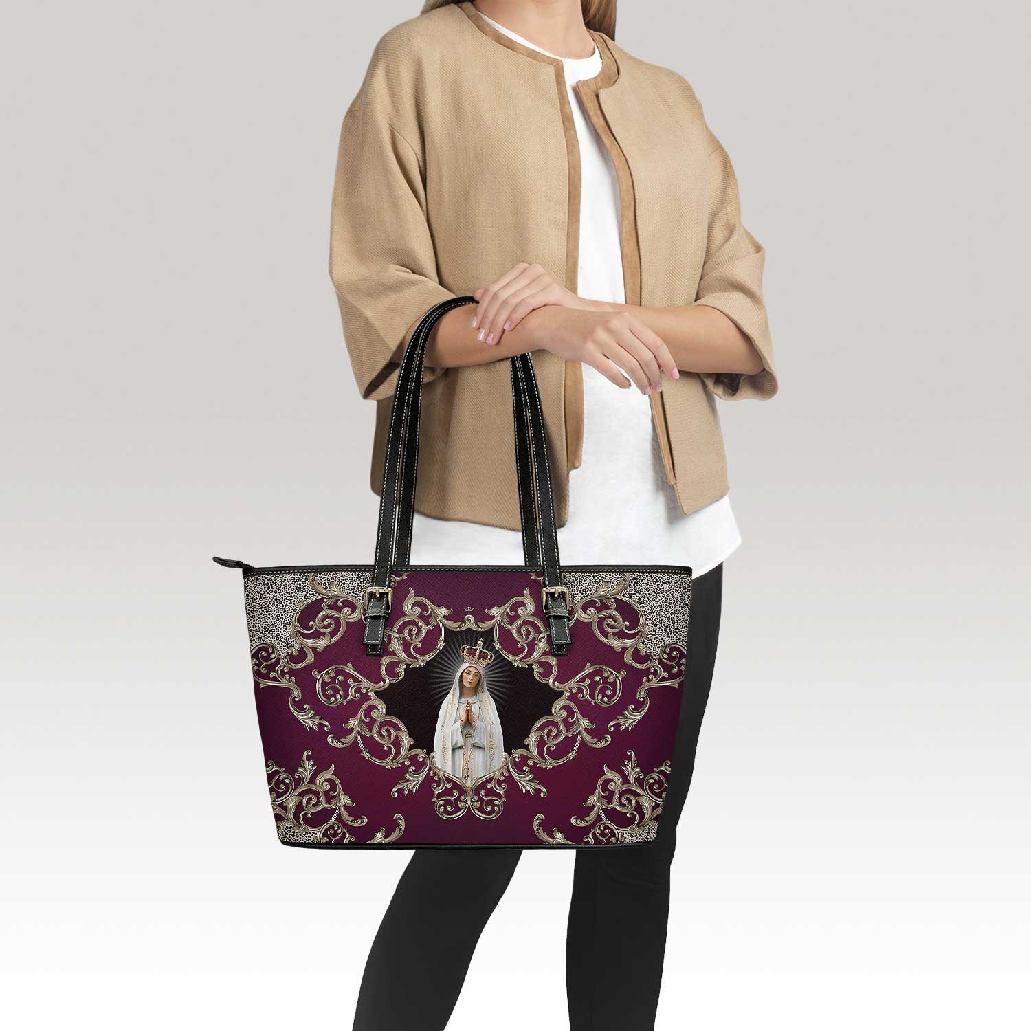 Our Lady of Fatima Tote Bag (Baroque Mahogany) - VENXARA®